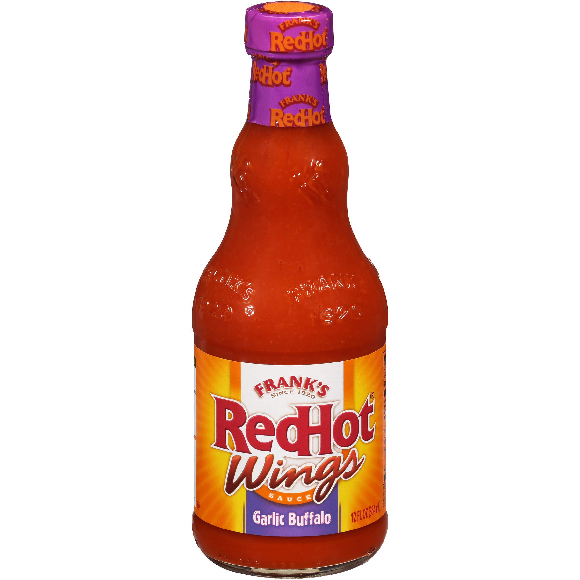 Frank's RedHot Garlic Buffalo Wings Hot Sauce - 12 fl oz Bottle | Spicy Garlic Wing Sauce for Chicken, Pizza & Dips | Perfect for Game Day, BBQs & Party Snacks