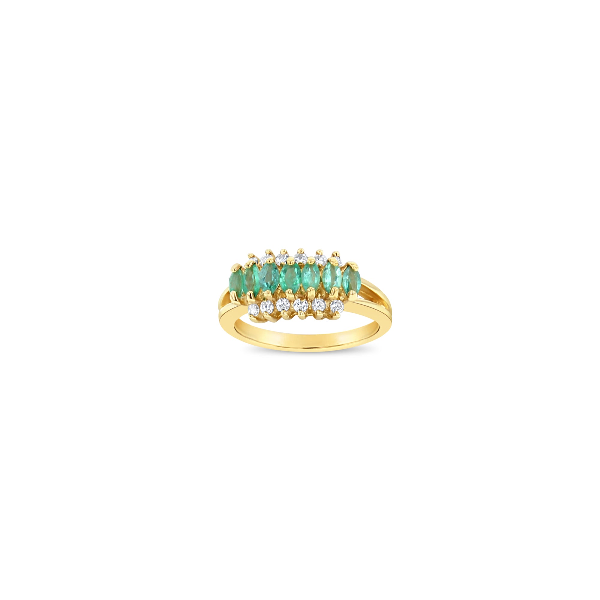 1 Carat Marquise Cut Emerald and Diamond Wedding Band - Elegant Bridal Ring for Engagement, Anniversary & Special Occasions