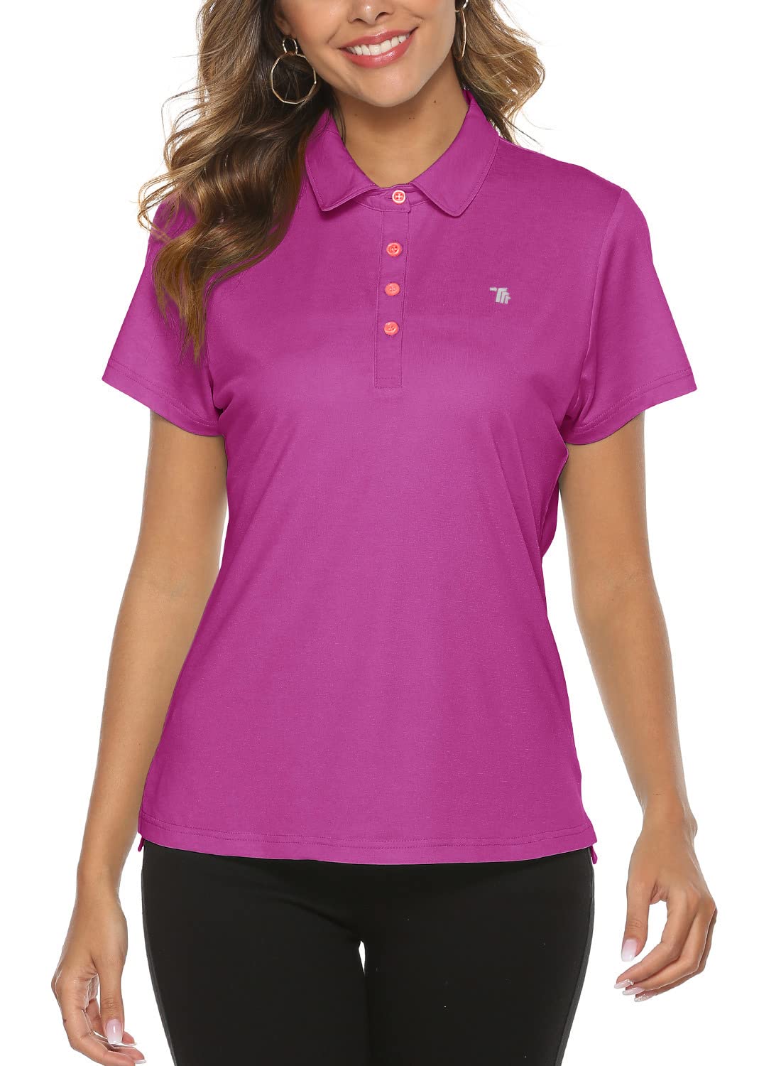 Gopune Women's Golf Polo Shirts - Lightweight Quick Dry Moisture Wicking Performance Shirt with 4 Buttons & Short Sleeve for Golf, Tennis, Running & Outdoor Sports - Perfect for Summer Workouts & Casual Wear