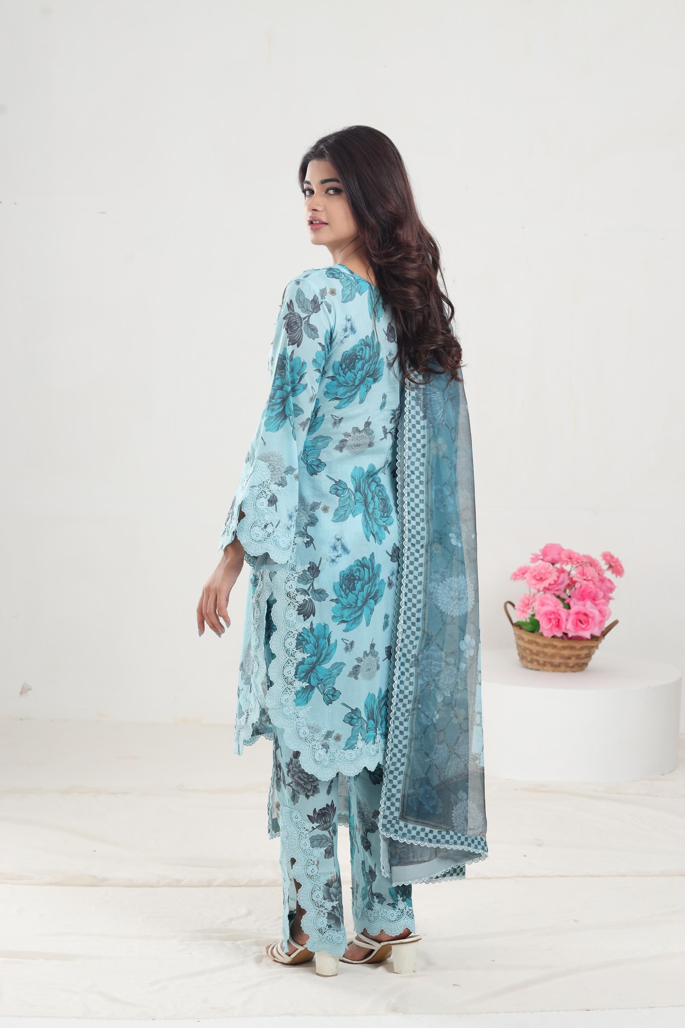 Bluet Alizeh Sheen Prints - Elegant Floral Printed Fabric for Home Decor & Fashion Accessories | Perfect for Curtains, Dresses & DIY Crafts