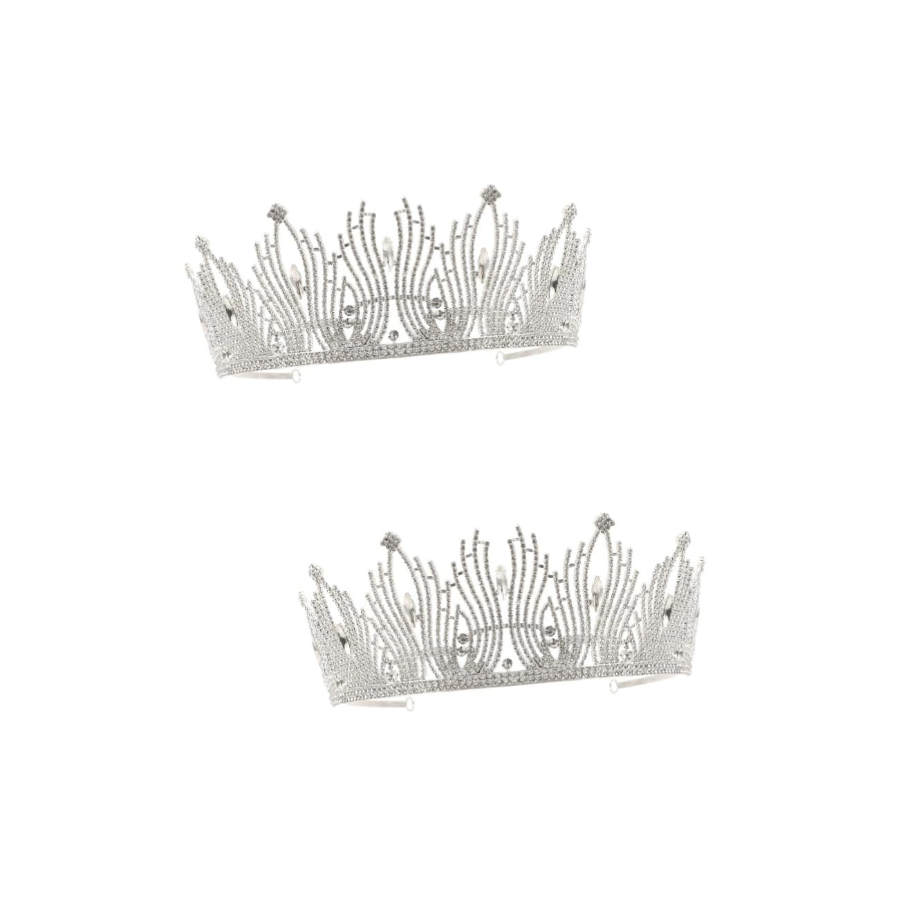 Abaodam 2pcs Wedding Tiara Crown - Rhinestone Crystal Bridal Hairpiece with Pearls & Flowers, Zinc Alloy Bride Hair Jewelry for Weddings, Birthdays & Special Occasions