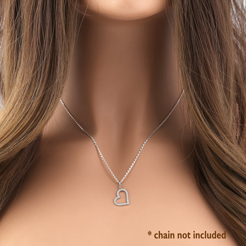 14K White Gold Heart Pendant with Clear Cubic Zirconia - Elegant Jewelry Gift for Women, Perfect for Valentine's Day, Anniversary & Special Occasions