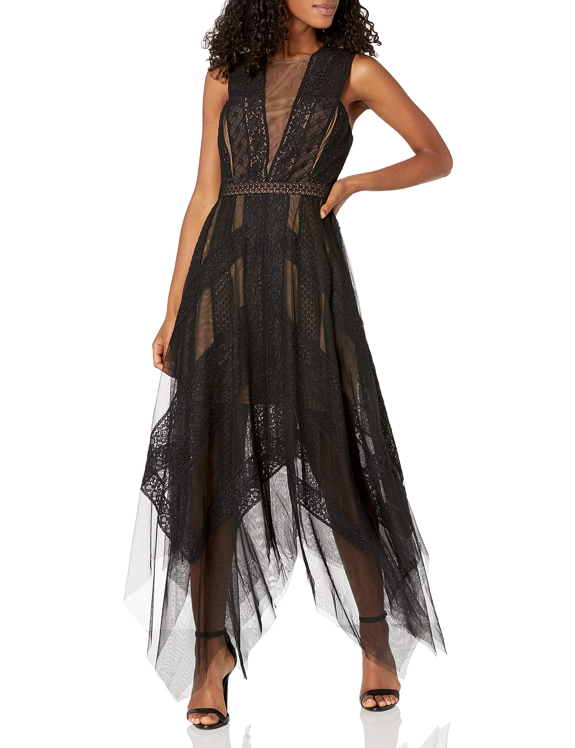 BCBGMAXAZRIA Women's Flowy Lace Cocktail Dress - Elegant Party & Evening Gown for Weddings, Prom, Night Out - Plus Size Options Available