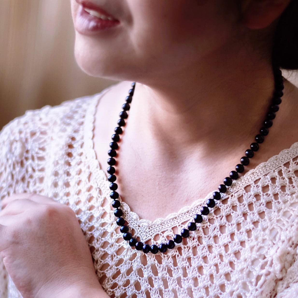 II ROUND PEARL II Genuine Black Cultured Freshwater Pearl Necklace - Sterling Silver Jewelry for Women & Men | Elegant Wedding, Anniversary & Birthday Gift | Perfect for Formal Events, Date Nights & Special Occasions