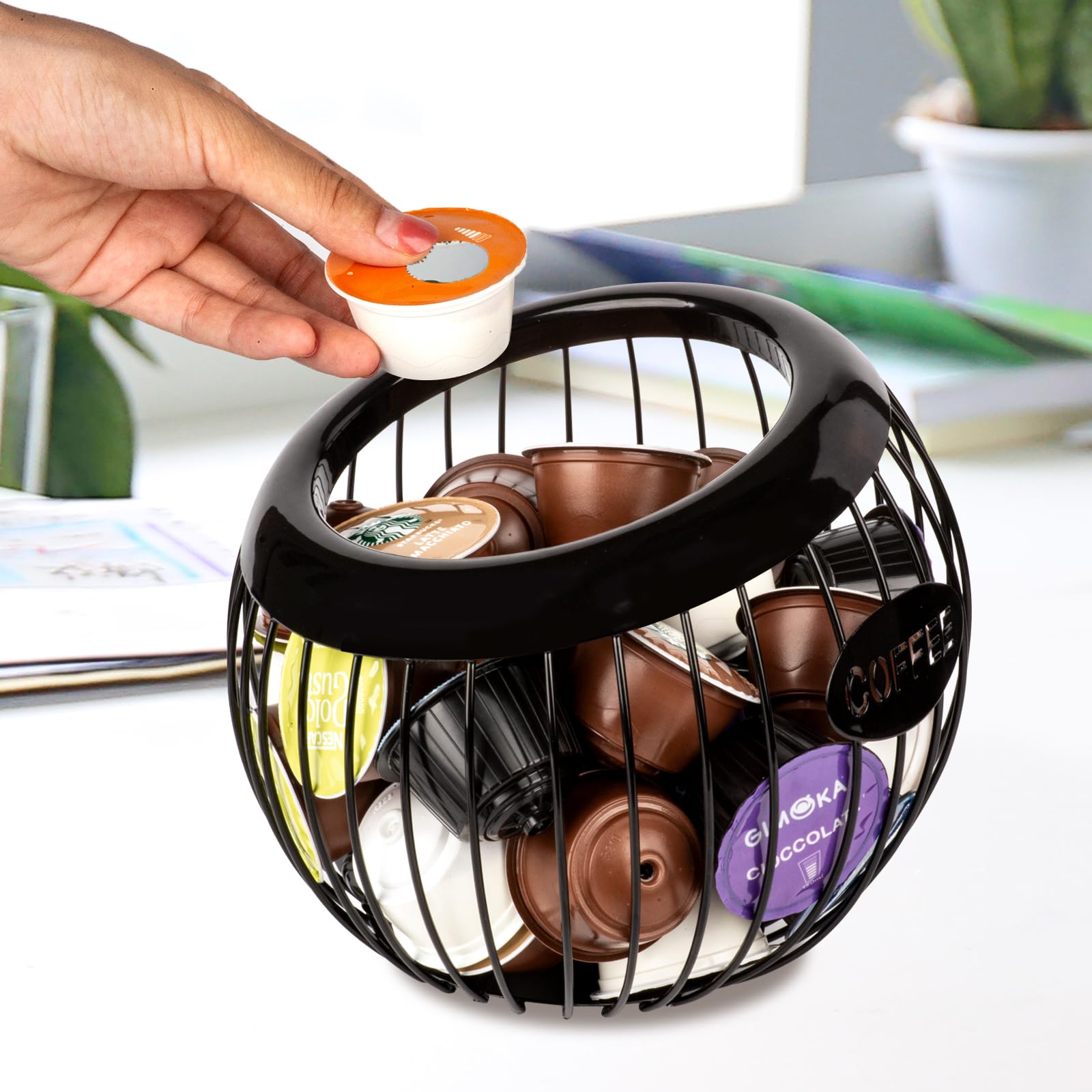 Stainless Steel Coffee Pod Holder - Durable Espresso Capsule Organizer for Keurig Nespresso Machines | Perfect for Home Office Kitchen Counter Storage (Black)