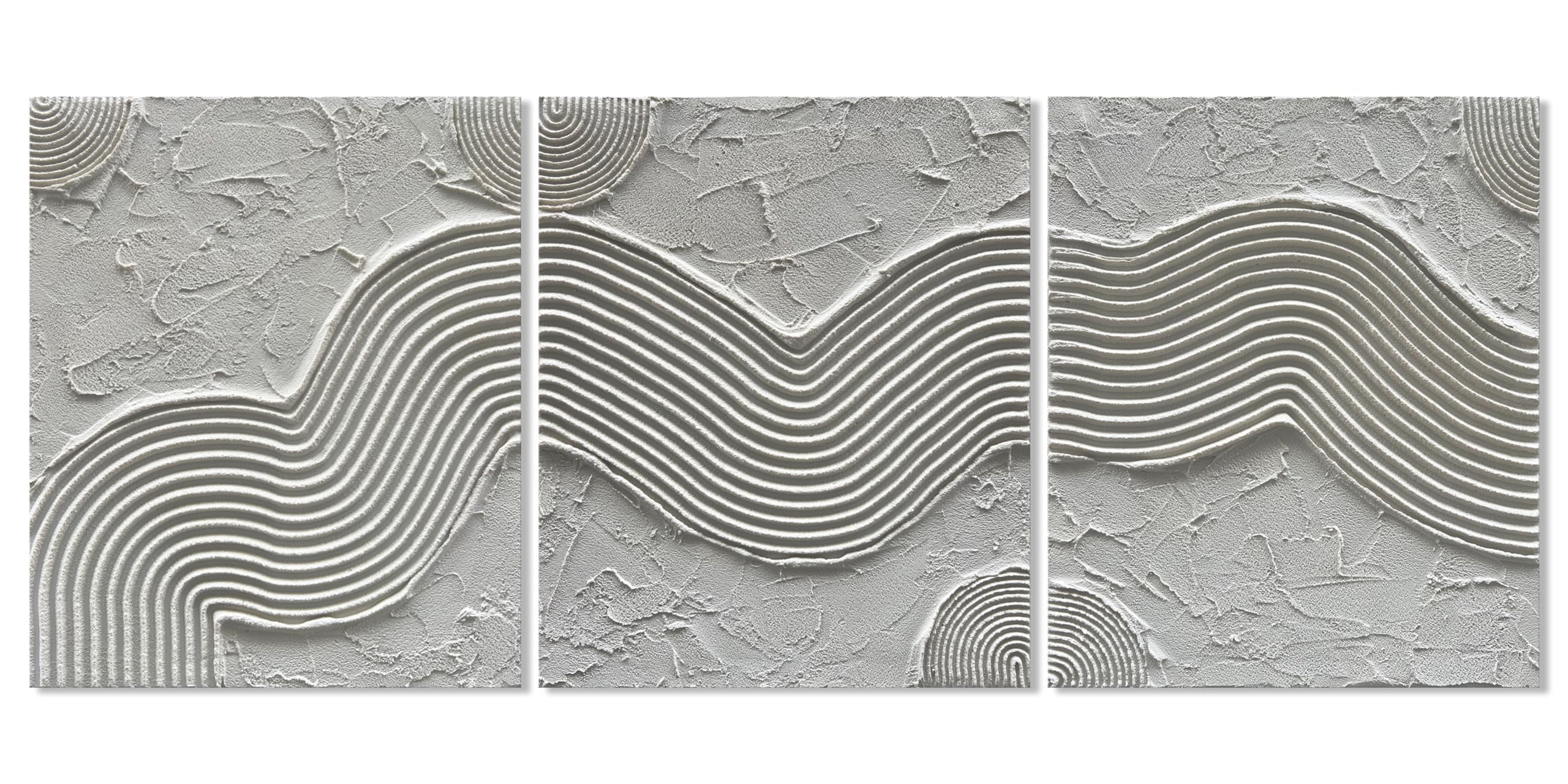 Hand-Painted White Texture Abstract Oil Painting - Minimalist Wall Art for Home Decor - Set of 3 (24x20 Inches) - Perfect for Living Room, Bedroom & Office