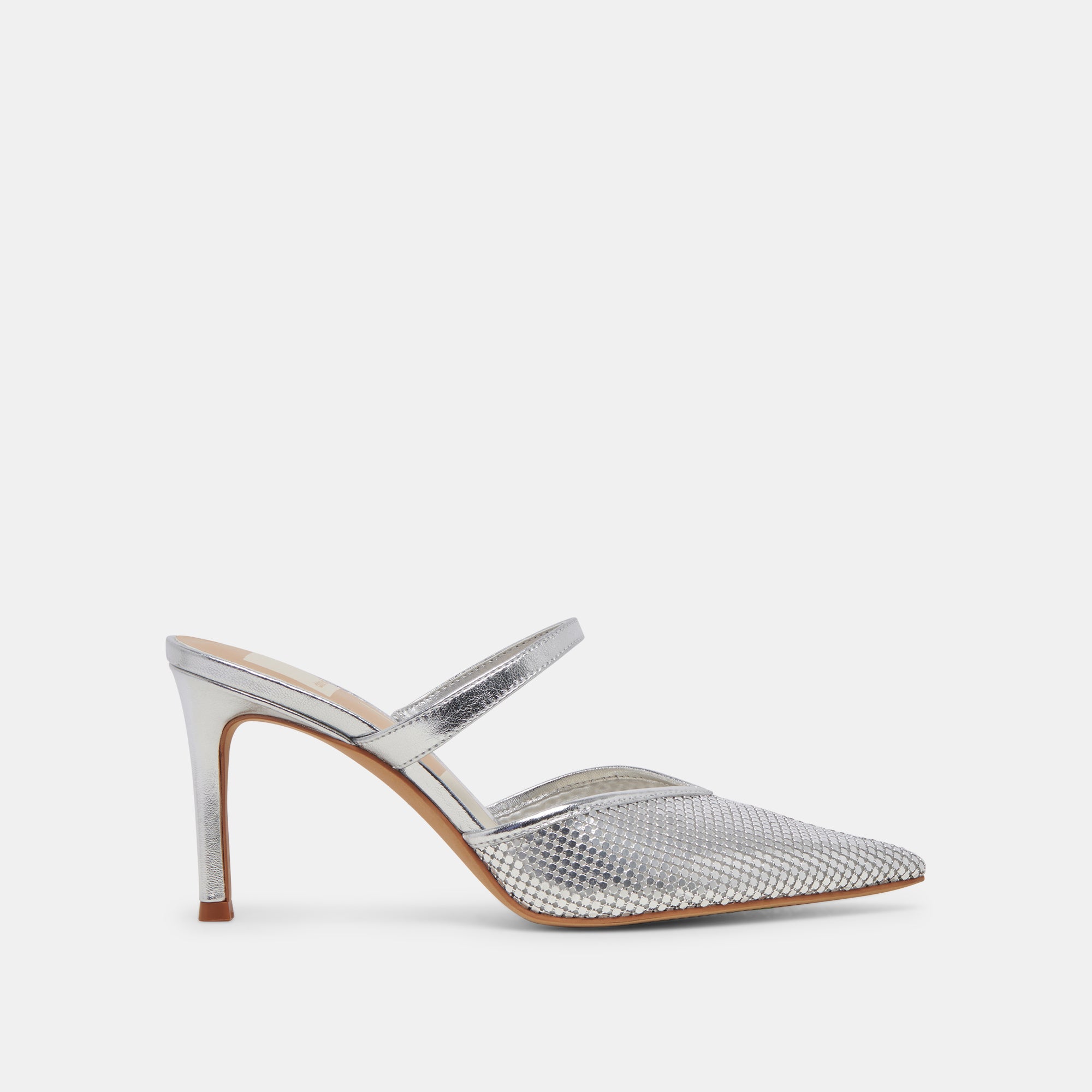 KANIKA Silver Metallic Mesh Heels for Women - Elegant High Heel Sandals for Parties, Weddings & Evening Events