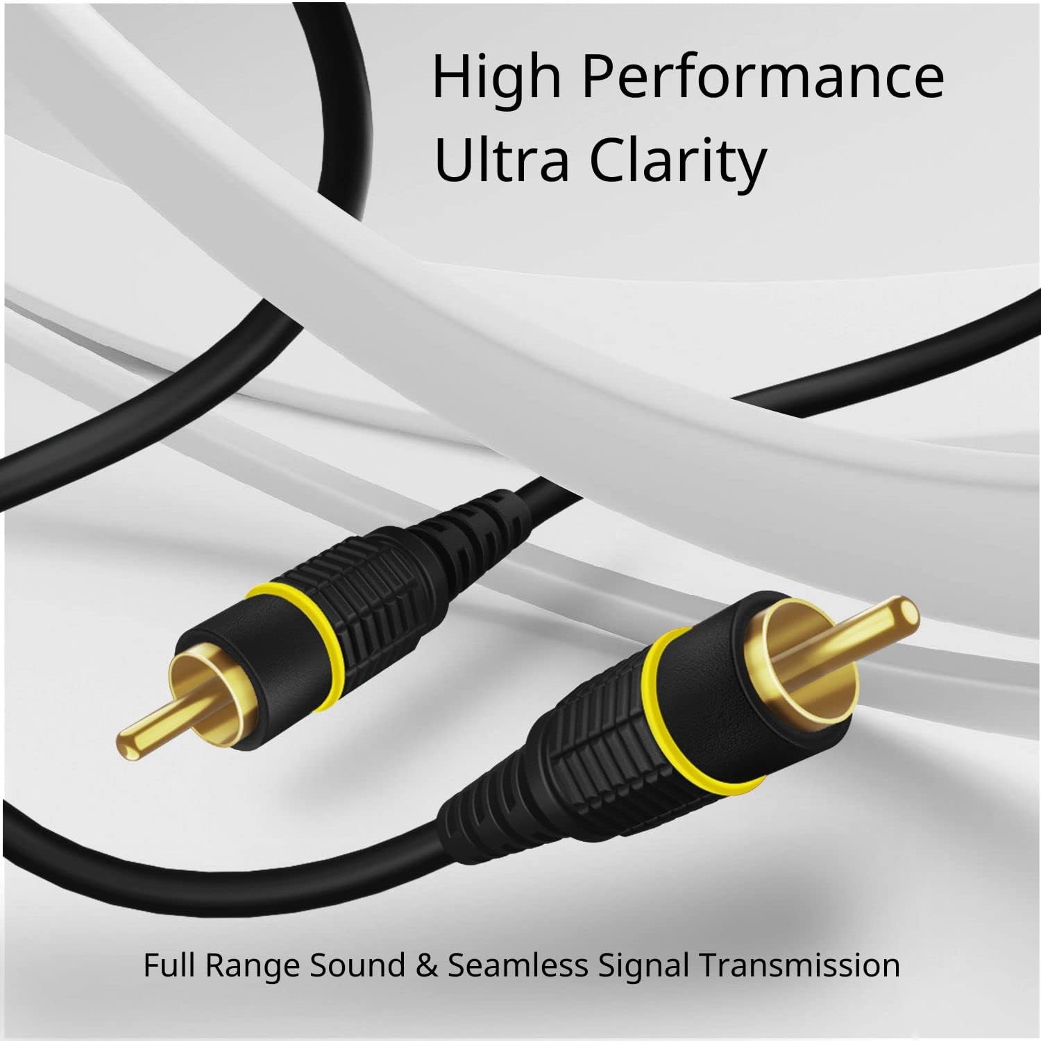 Premium RCA Male to Male Gold-Plated Audio Cable 25ft - High-Quality Black Stereo Connector for Home Theater, Speakers, DJ Equipment & Audio Systems