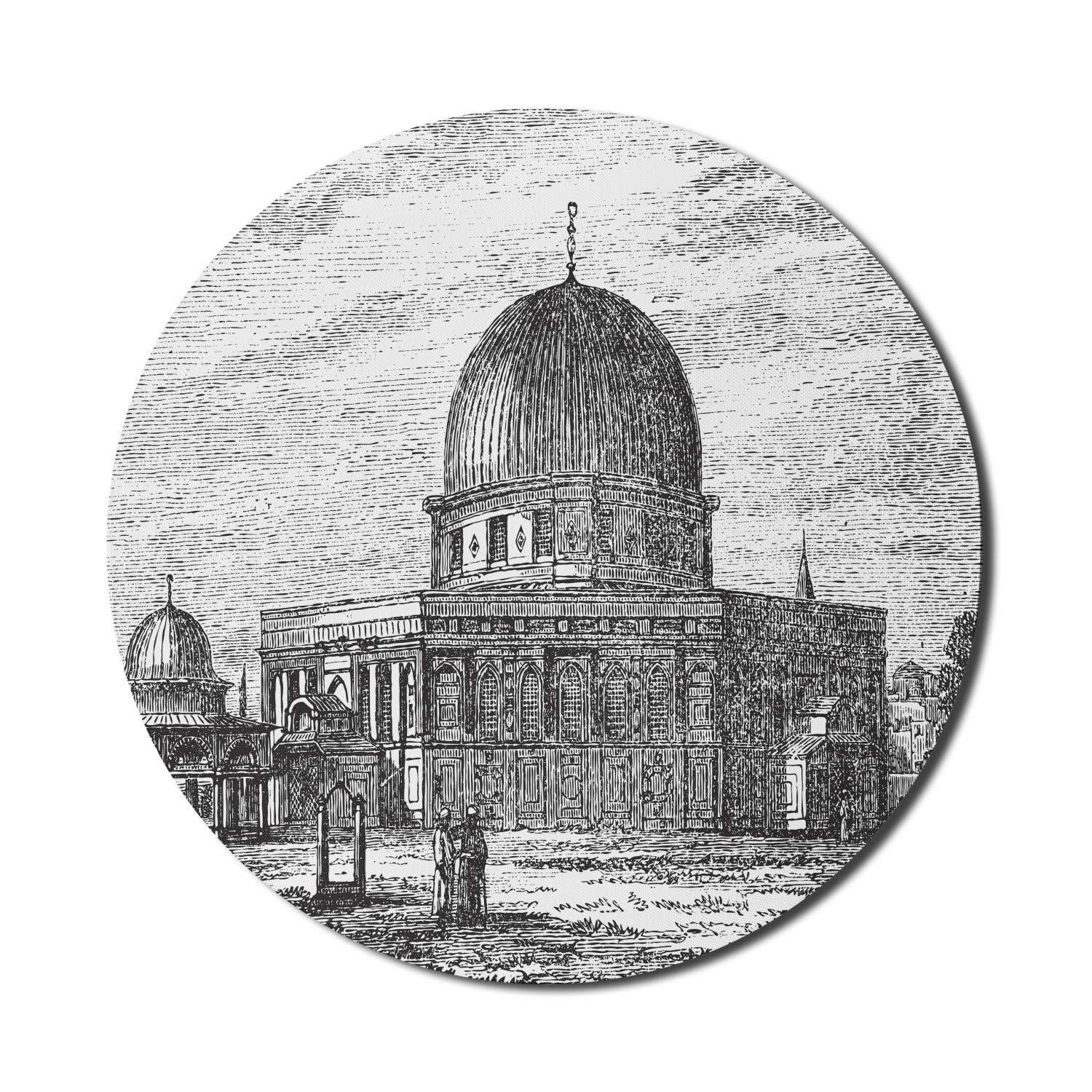Ambesonne Vintage Sketch Dome of Rock Israel Mouse Pad - 8