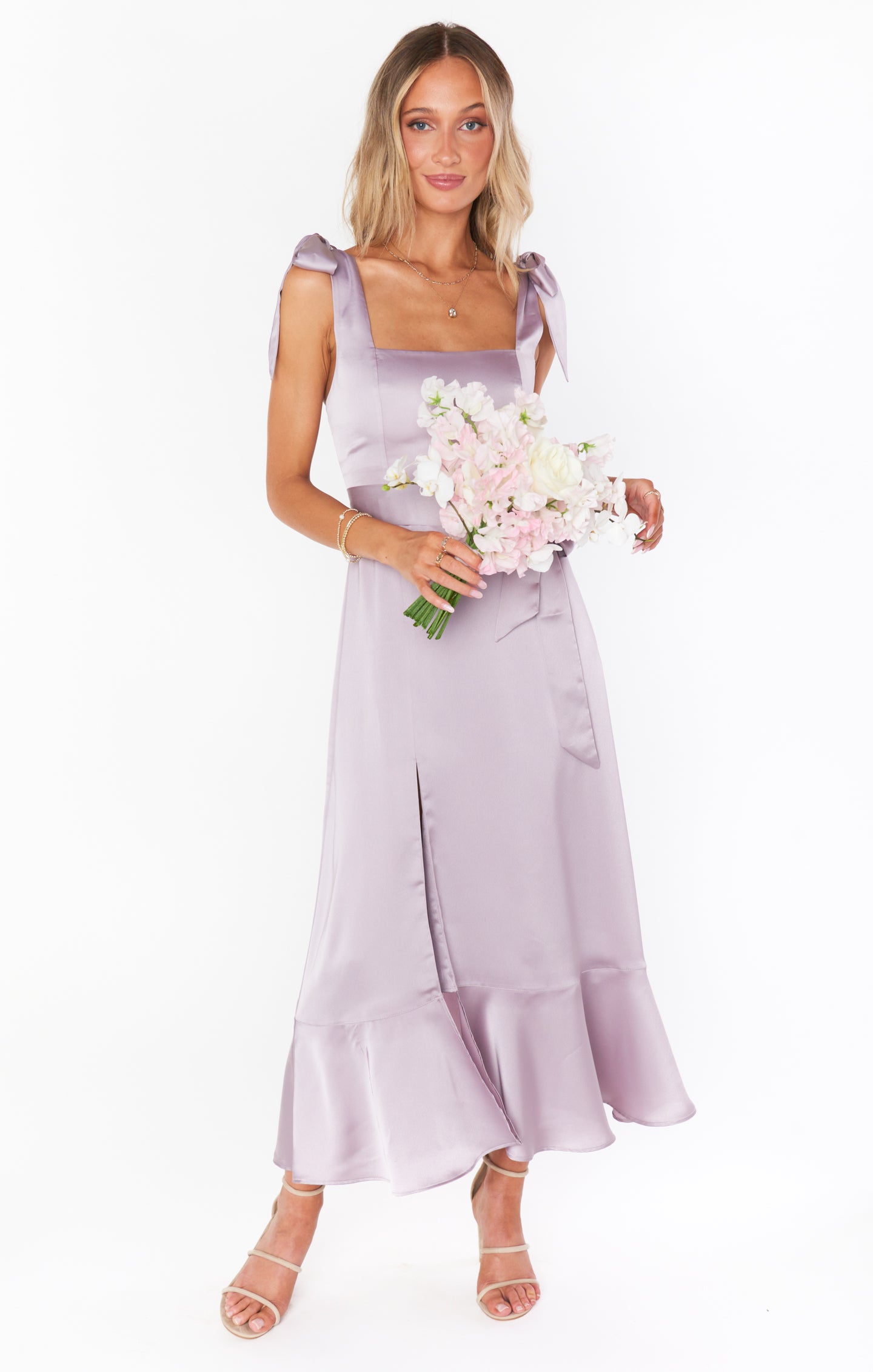 Claire Midi Dress Women's Elegant Dusty Purple Luxe Satin Formal Evening Gown - Perfect for Weddings, Parties & Special Occasions
