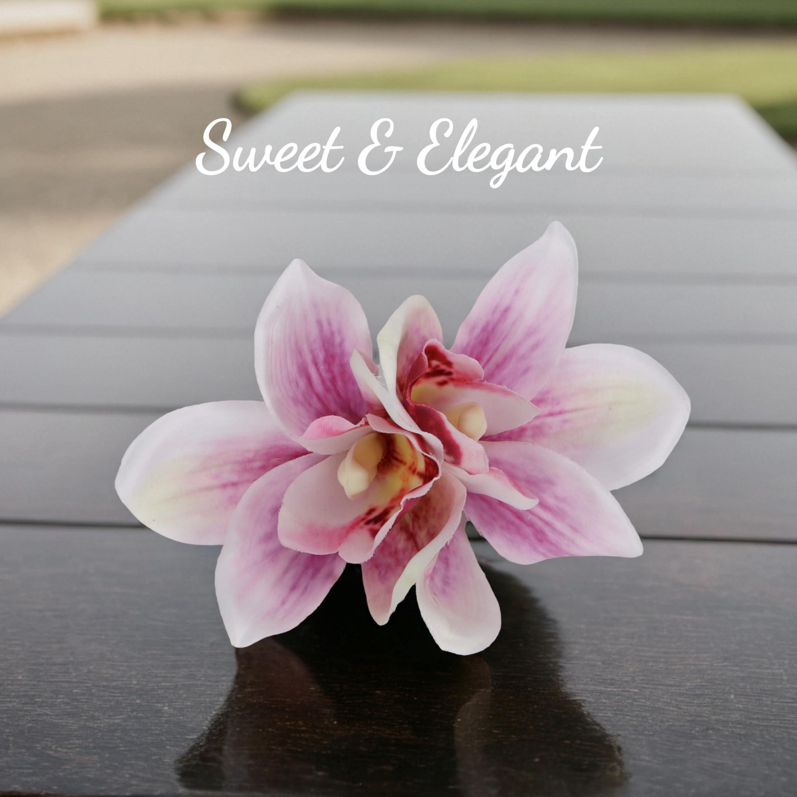 Large Orchid Flower Hair Clip for Women & Girls - Tropical Hawaiian Floral Bridal Accessories for Beach Weddings, Parties & Summer Vacations