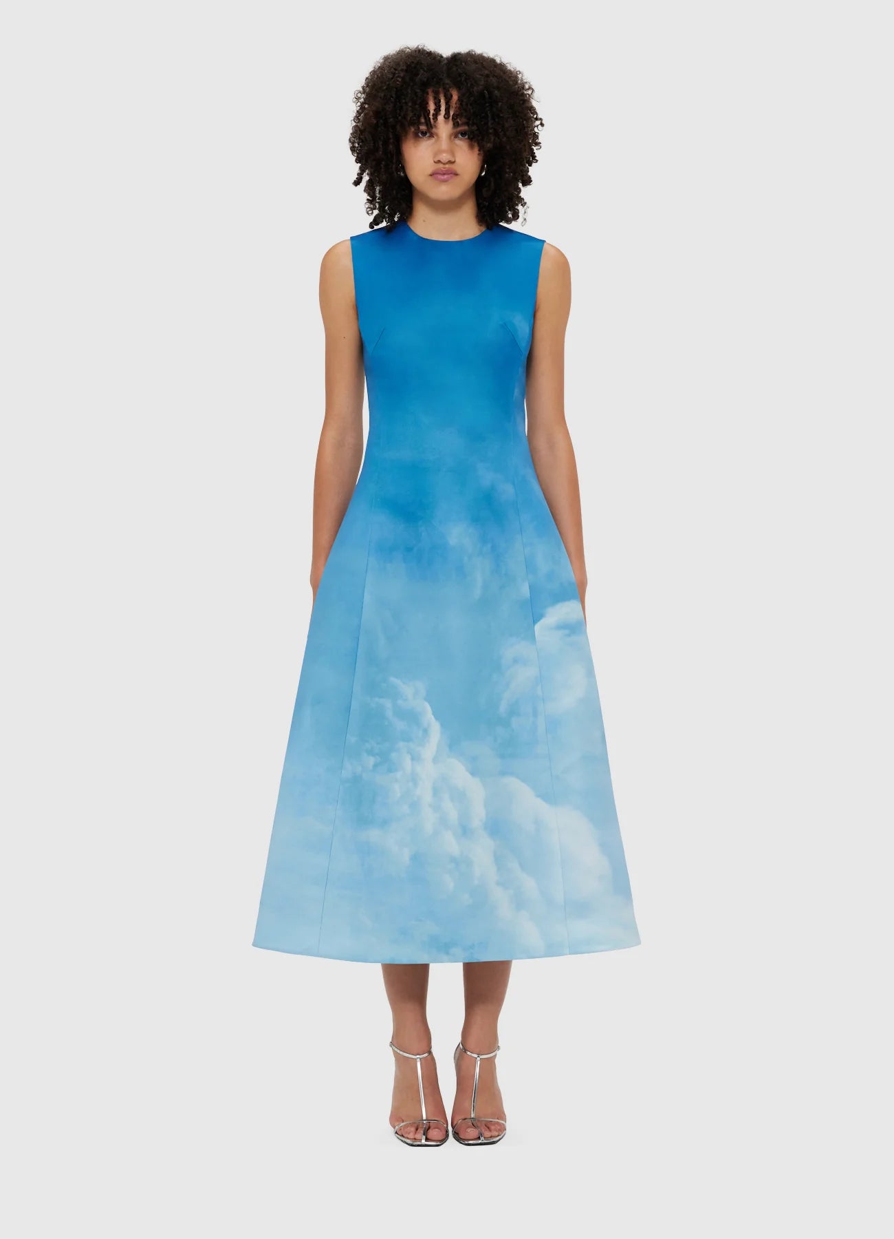 Cleo Sleeveless Midi Dress with Aerial Print - Flowy Summer Dress for Women, Beach Cover Up, Vacation Outfit, Boho Chic Style