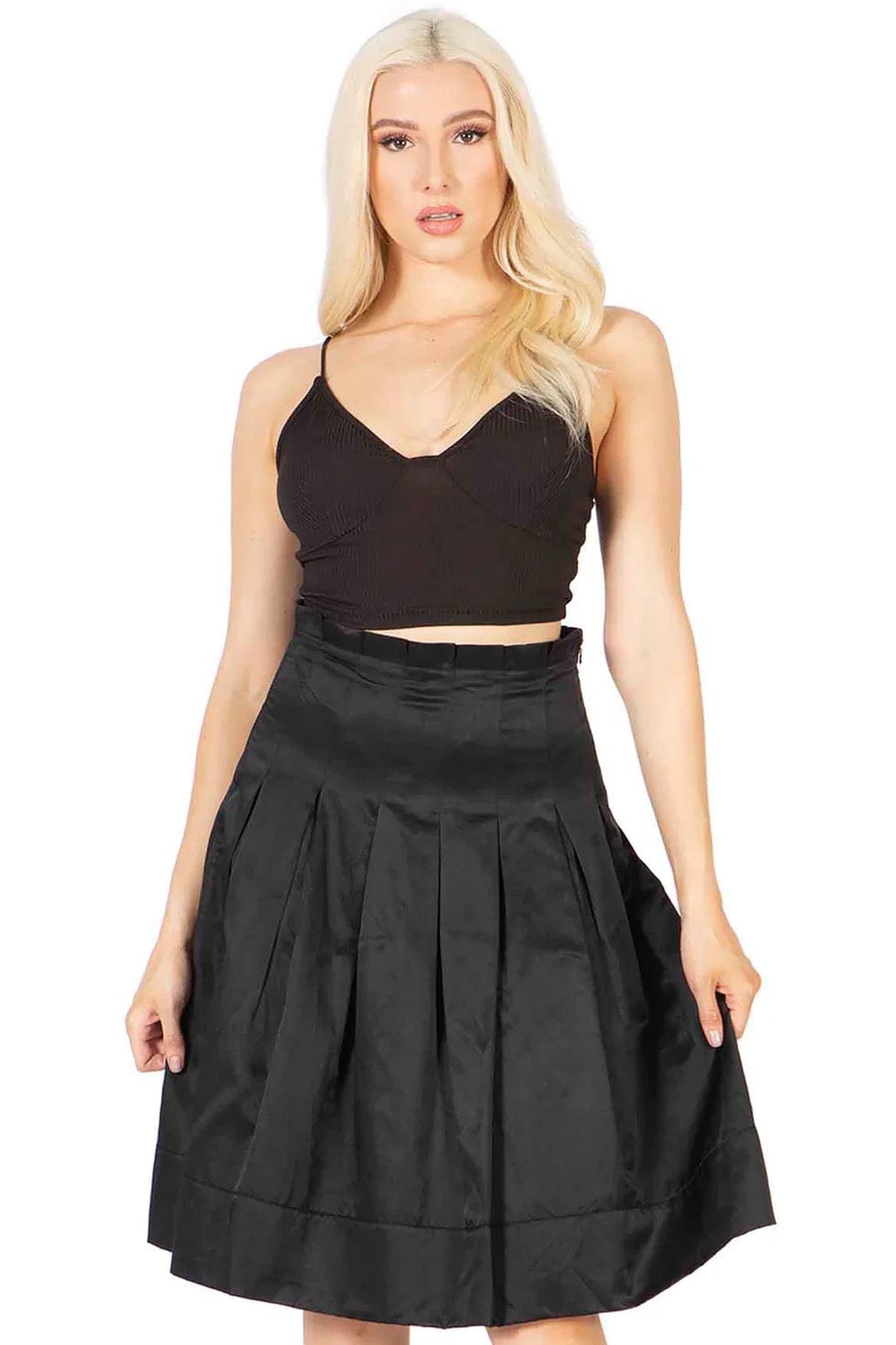 Elegant Fit and Flare Pleated Skirt for Women - A-Line Midi Skirt with Comfortable Stretch Waistband | Perfect for Office Wear, Date Night & Spring Outfits