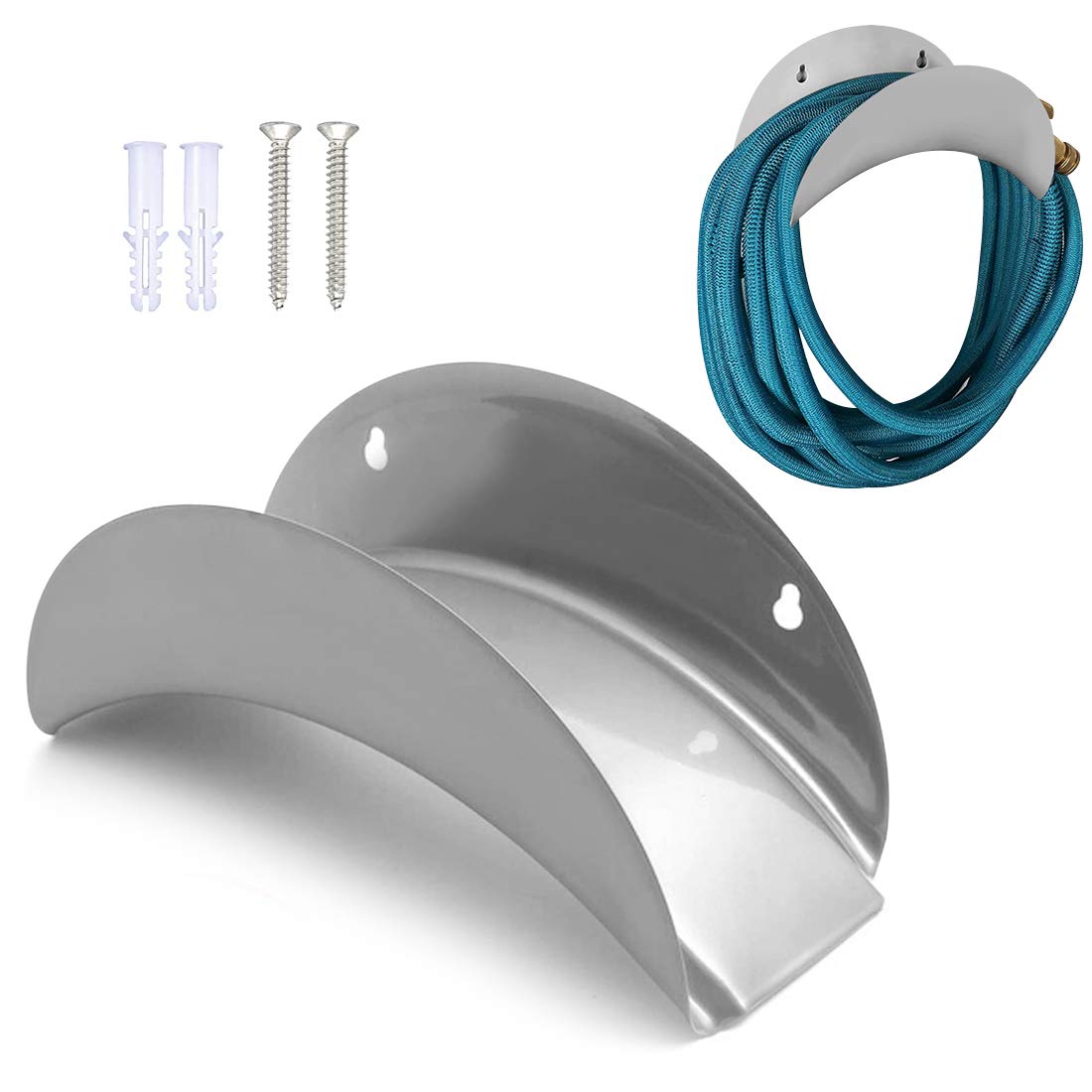 Wall Mount Garden Hose Holder & Organizer - Heavy Duty Outdoor Hose Hanger for Large Water Hoses | Perfect for Garage, Yard, and Garden Storage (Water Hose Storage Solution)