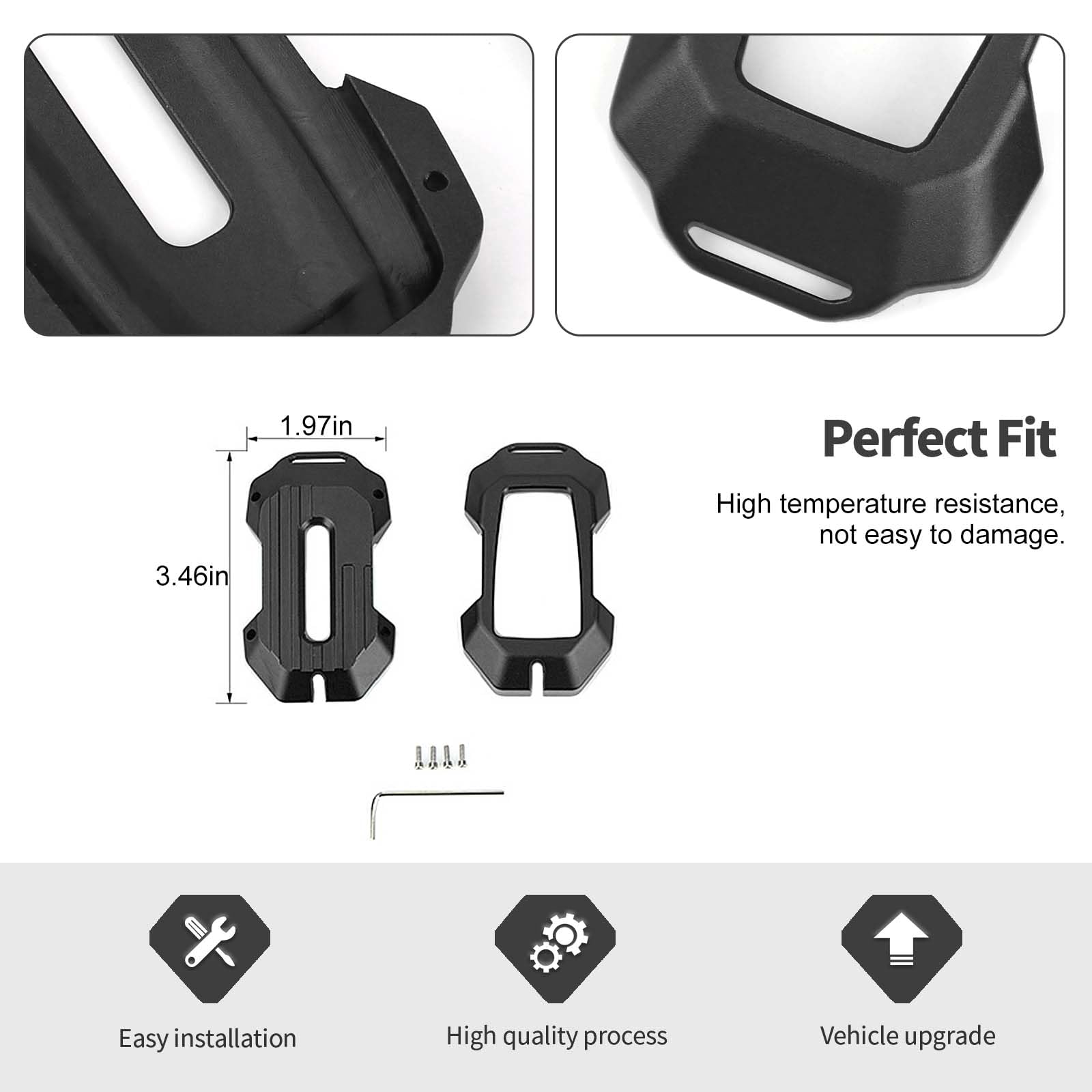 Dodge Ram Key Fob Cover (2018-2023) - Aluminum Alloy Smart Key Case for Ram 1500/2500/3500 with 4 Buttons Keyless Entry - Durable Key Shell Protector (Black) | Perfect for Truck Owners & Off-Road Adventures