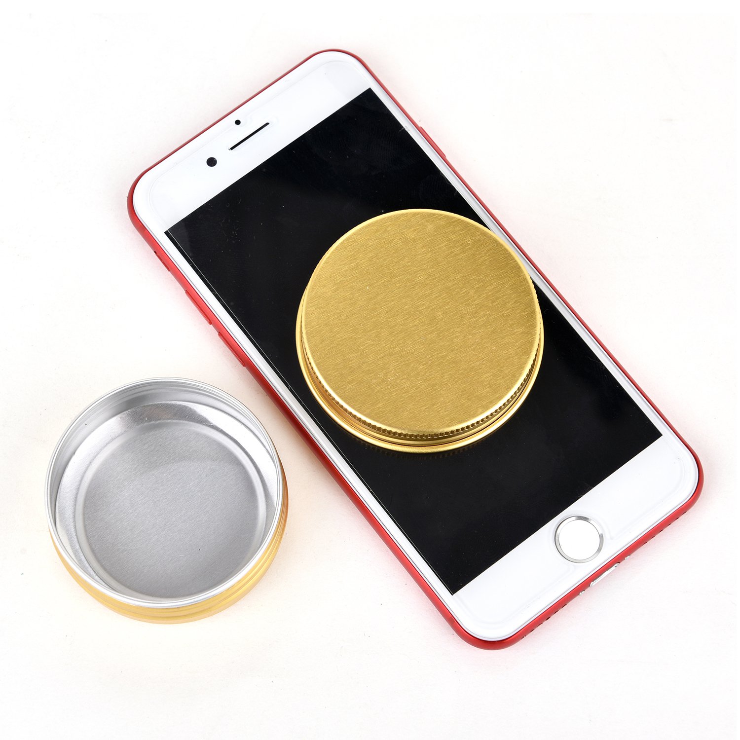 48 Pack 1oz Aluminum Metal Tins with Lids - Small Round Empty Containers for Lip Balm, DIY Crafts, Spice Storage & Travel Essentials (Gold)