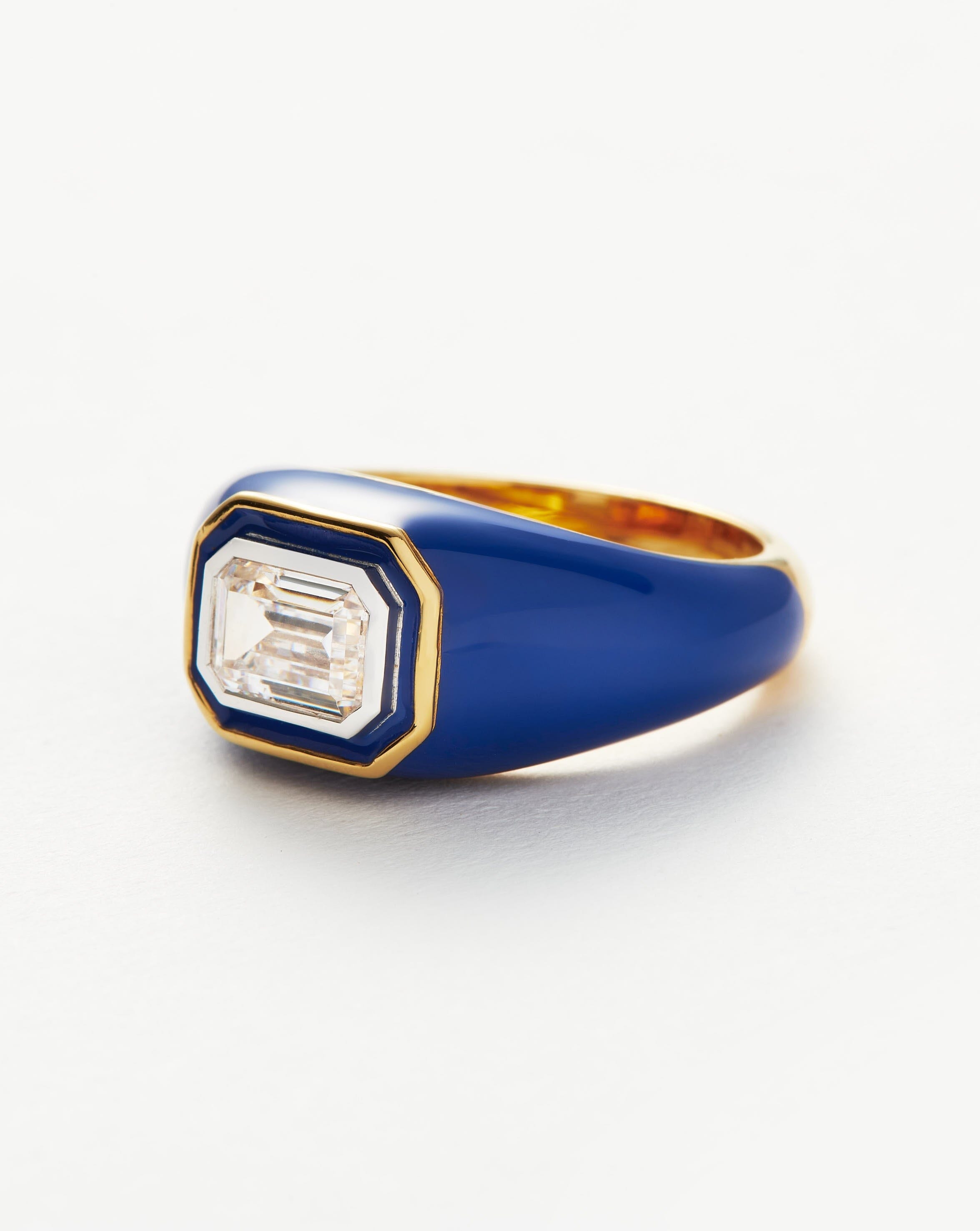 Enamel & Stone Dome Statement Ring - Elegant Handmade Jewelry for Women | Perfect for Parties, Weddings & Special Occasions
