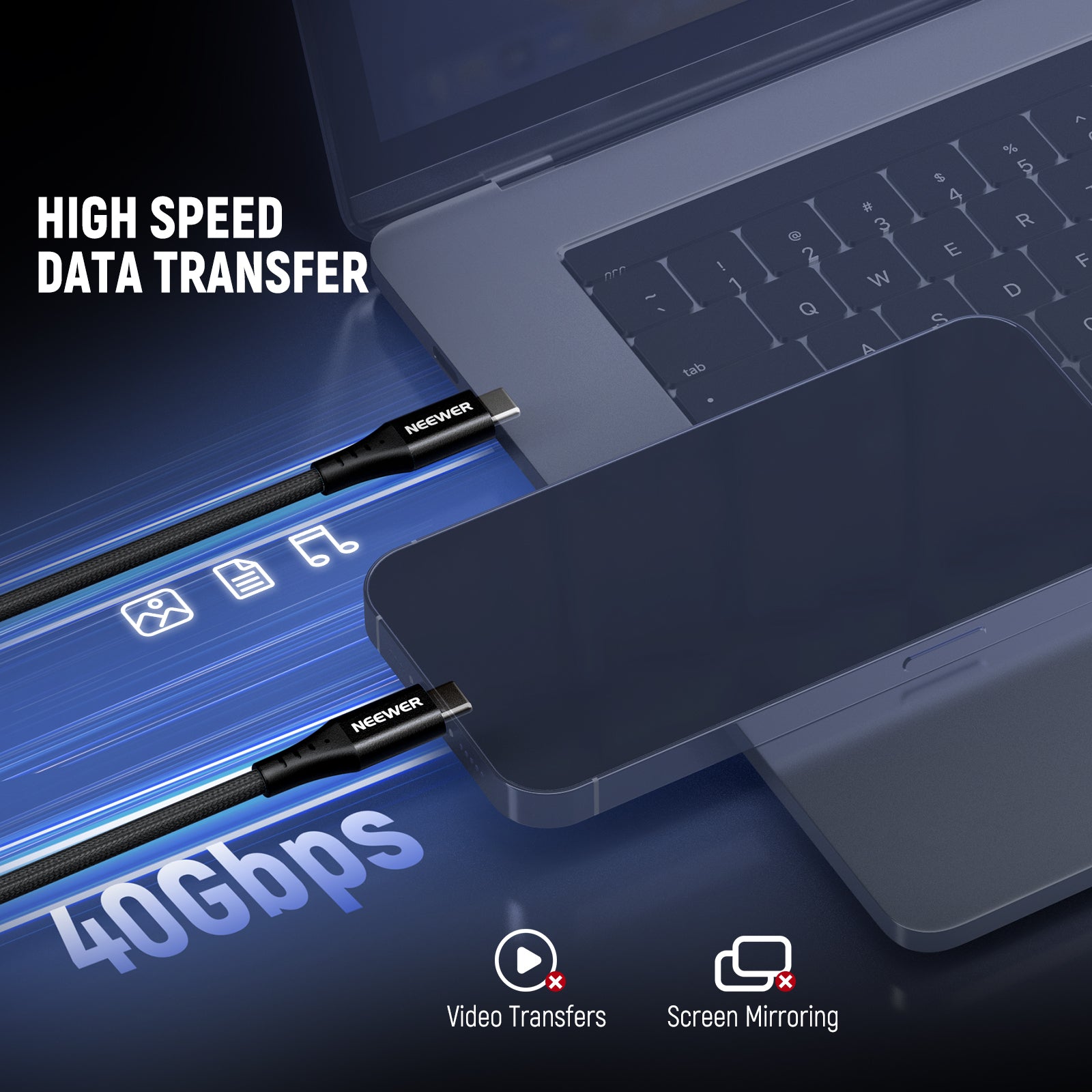 NEEWER PS009/PS010 8/14 USB C to USB C Fast Charging Cable - High Speed Data Sync for MacBook Pro, iPad Pro, Samsung Galaxy, and More - Perfect for Home, Office, and Travel Charging