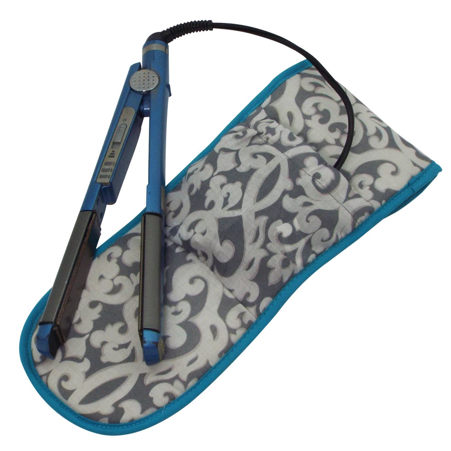 Heat-Resistant Flat Iron Cover - Gray Baroque Design | Protective Case for Hair Straighteners | Perfect for Travel, Salon & Home Use