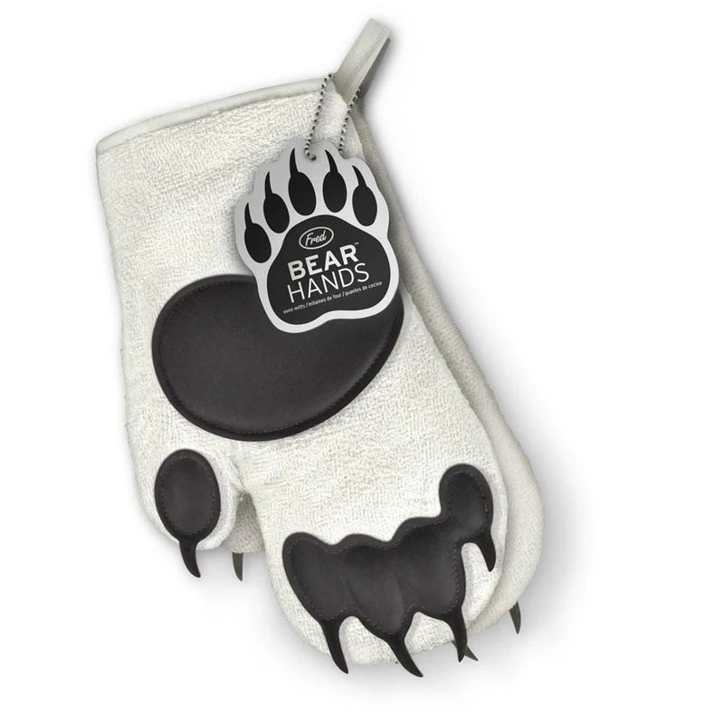Fred Polar Bear Hands Oven Mitts - Heat Resistant Kitchen Gloves for Baking, Cooking & Grilling - Cute Bear Paw Design for Holiday Gifts & Home Decor