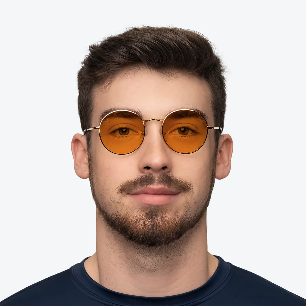 SunDown Elton Blue Light Blocking Glasses - Gold Frame Reading Glasses for Eye Strain Relief | Computer, Gaming & Nighttime Use
