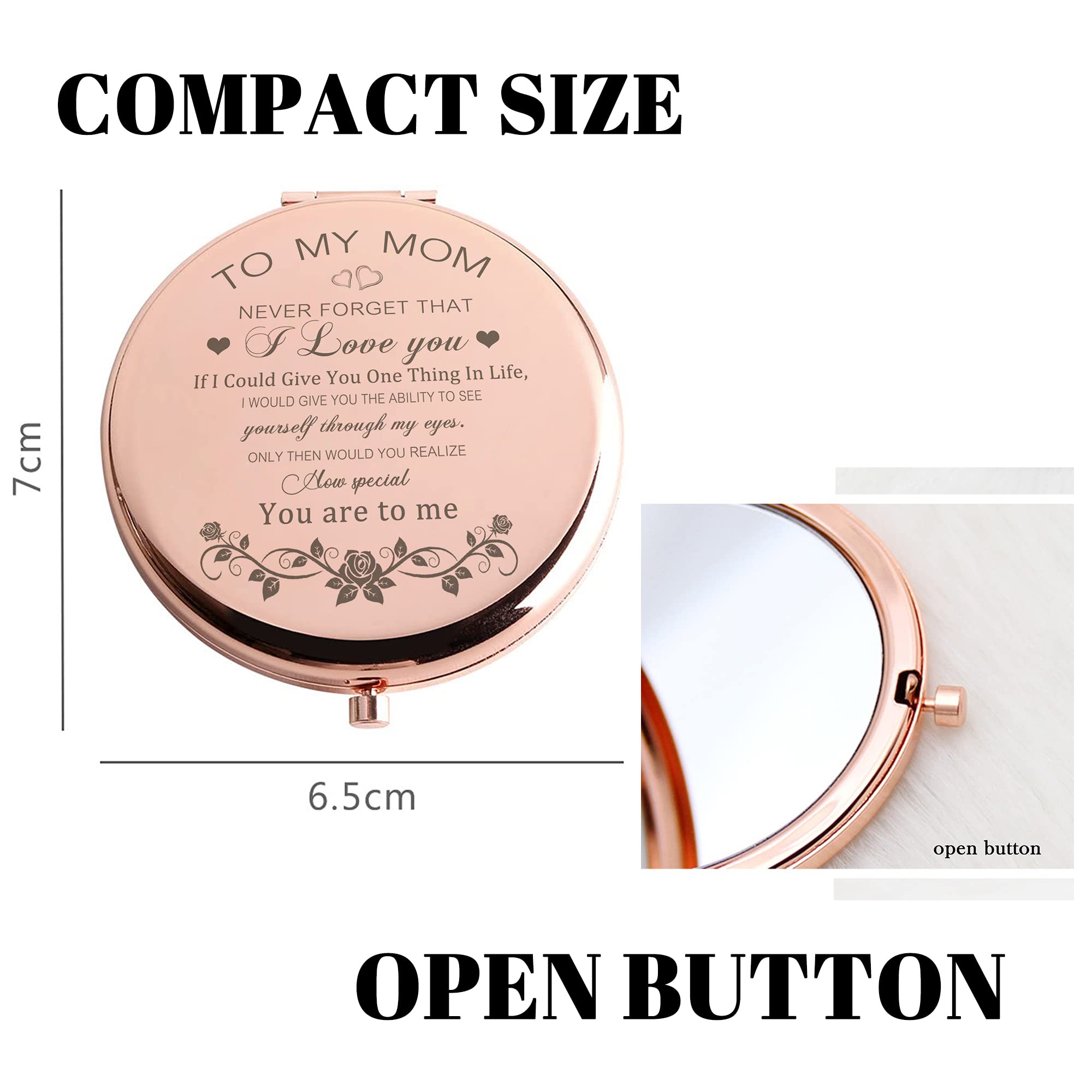 GAOLZIUY Rose Gold Compact Mirror for Women - Elegant Gift for Mom, Birthday, Mother's Day, Wedding Anniversary - Perfect for Makeup, Travel & Purse