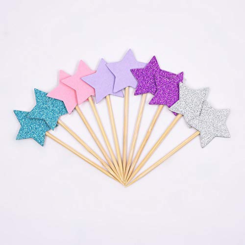 Flairs New York Pink Mini Stars Cupcake Toppers - Pack of 10 | Party Decorations & Baking Supplies for Birthdays, Weddings, Baby Showers & Celebrations