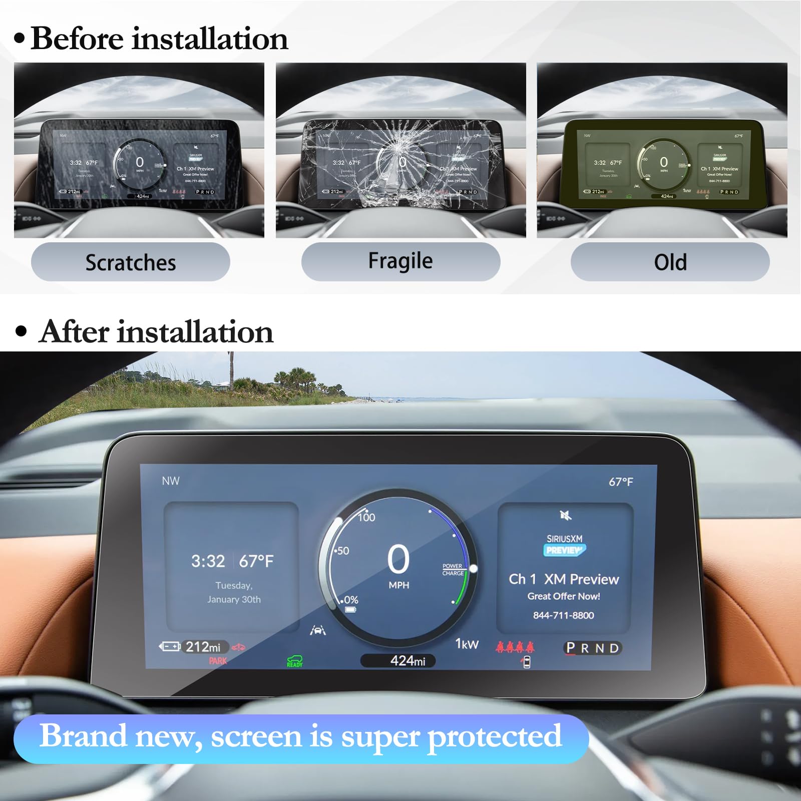 2Pcs Premium Screen Protector for 2024-2025 Honda Prologue & Acura ZDX - 11-Inch Curved Digital Display - Ultra Clear Anti-Scratch Film - Perfect for Navigation & Touchscreen Protection