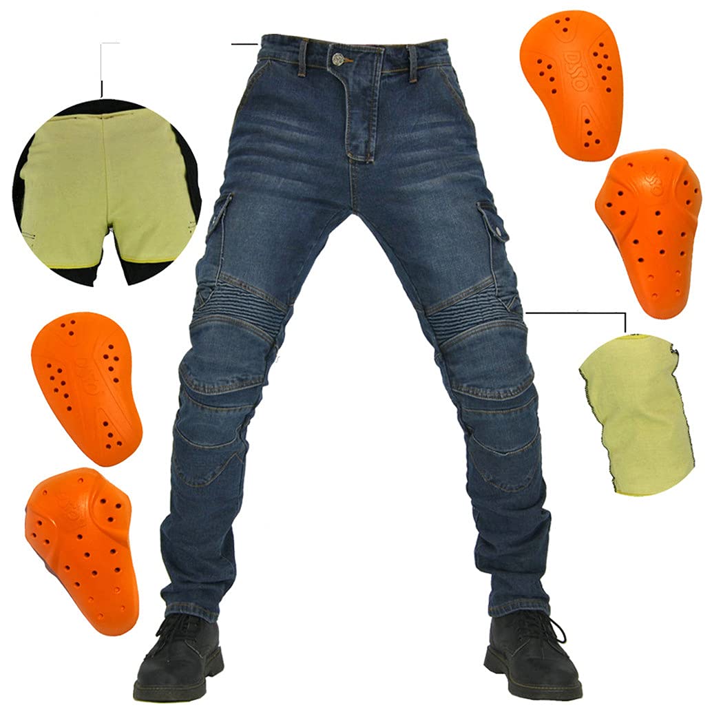 Fireproof Motorcycle Pants for Men - CE Certified Protective Motorbike Jeans for Touring & Motocross Riding - Durable Riding Trousers with Kevlar Lining - Perfect for Long-Distance Travel & Off-Road Adventures