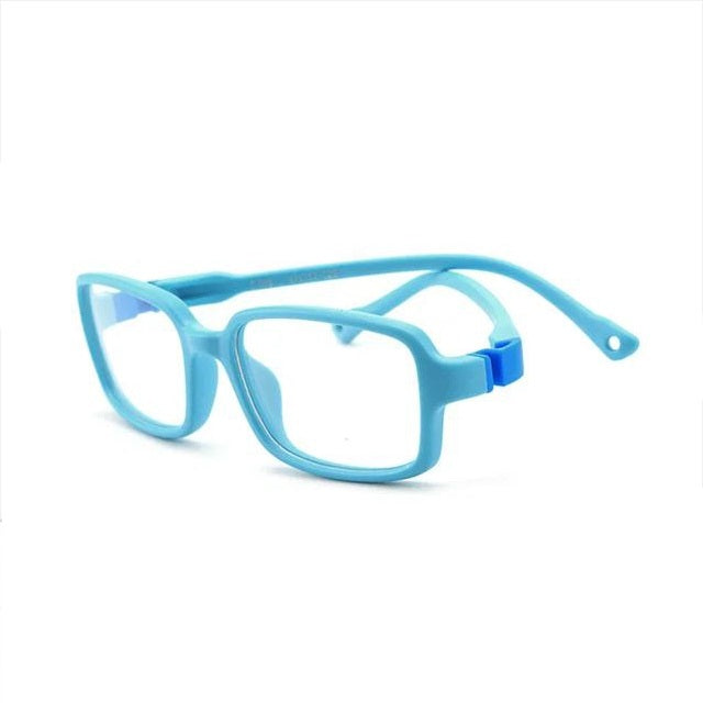 Unbreakable Flexible Kids Glasses with Adjustable Strap - Rectangle Frame for Ages 4-7 (S308) - Perfect for School, Sports & Outdoor Activities