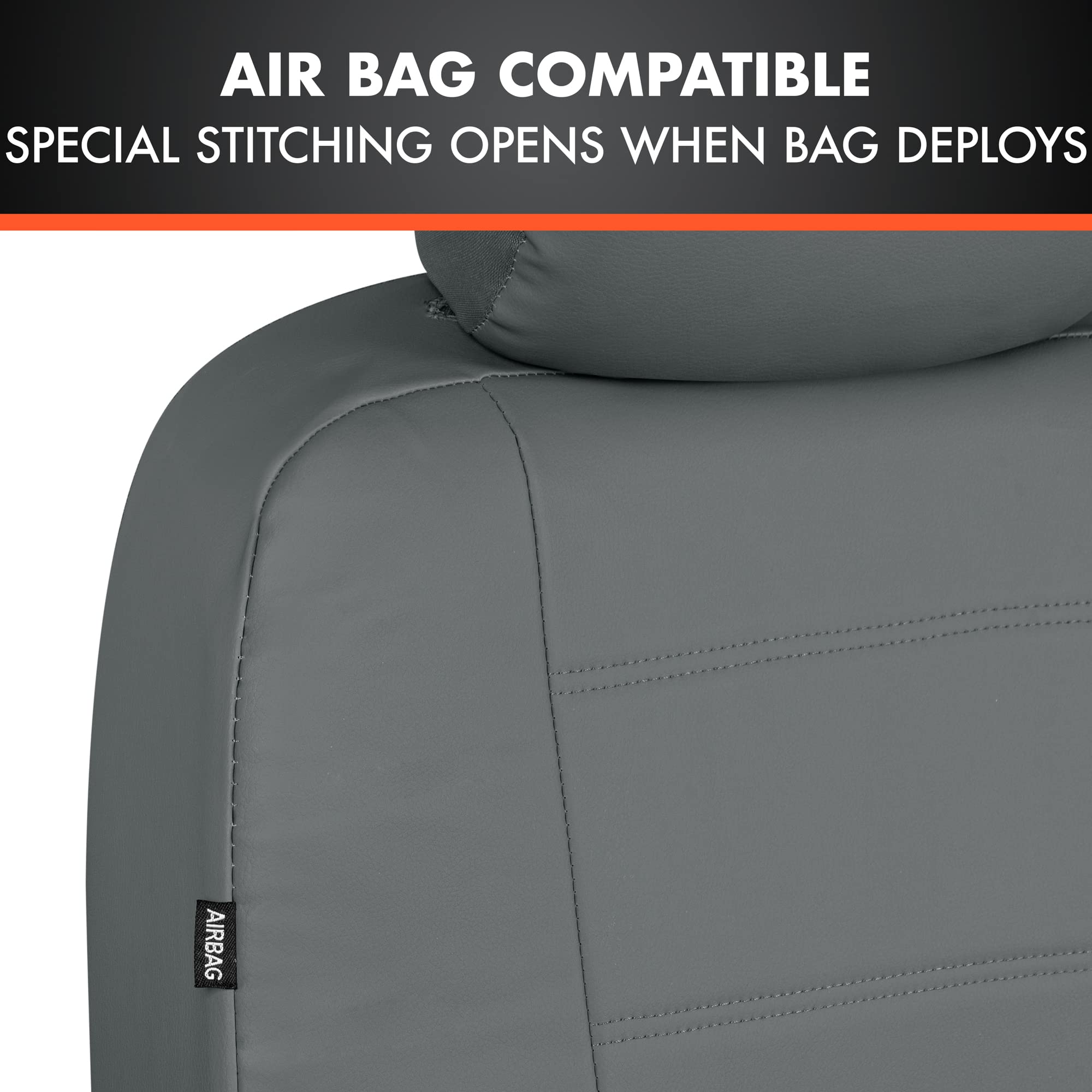 Premium Leatherette Car Seat Covers - Gray PU Leather Auto Accessories for Cars, SUVs & Trucks | Waterproof & Comfortable Seat Protectors for Daily Commute & Road Trips