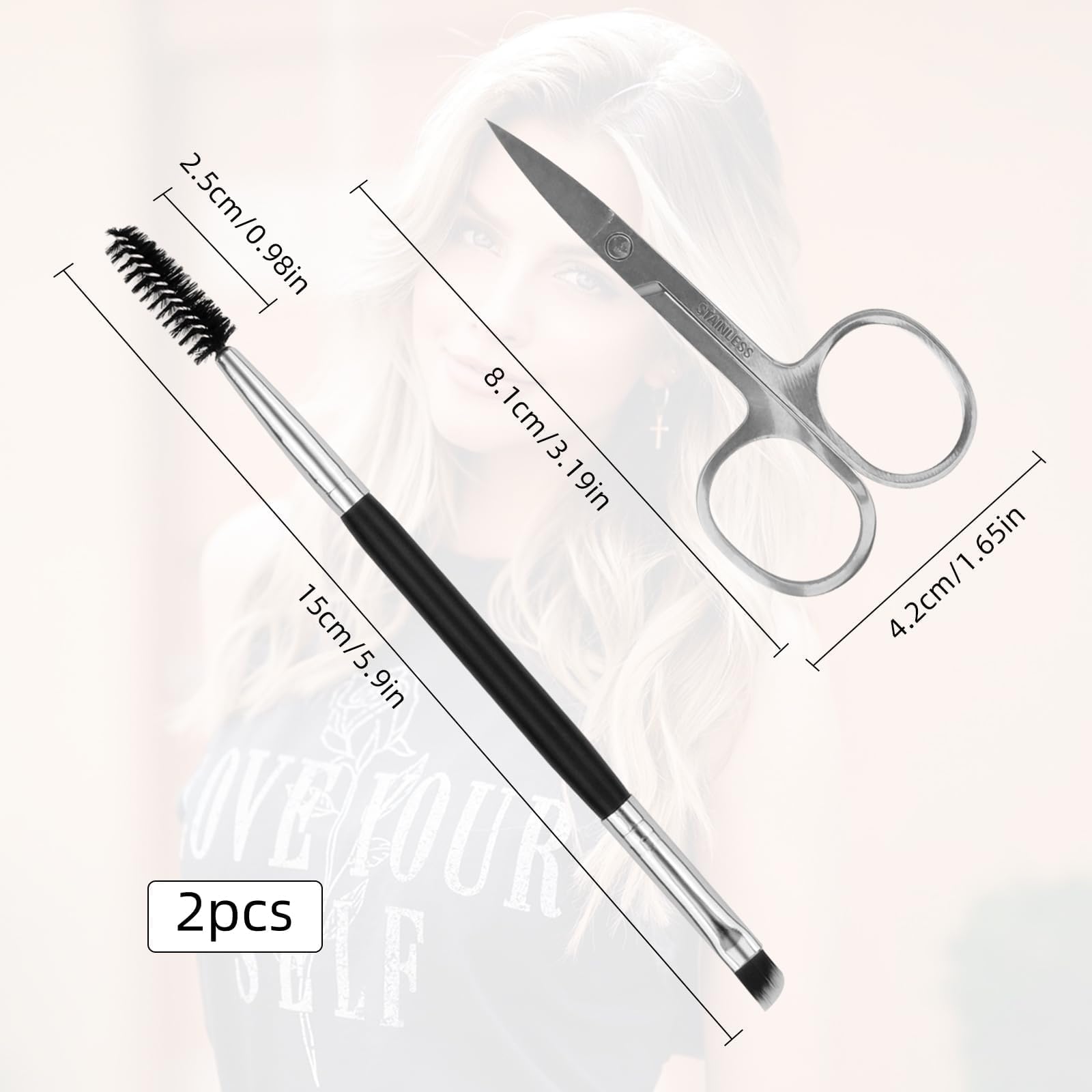 Professional Eyebrow Scissors with Brush - Ultra Sharp Precision Trimming Scissors for Women - Brow Shaping & Eyelash Trimming Tool - Perfect for Home Salon, Travel & DIY Beauty Care