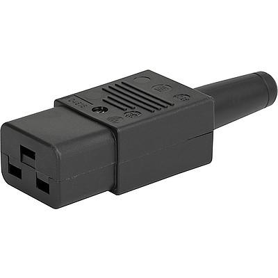 IEC Appliance Outlet C19, 16A 250V, Black Power Connector for Servers & Data Centers - 3 x 1.5mm²/14AWG Max Wire Size, 10mm Type - Perfect for Server Racks, UPS Systems & Industrial Equipment