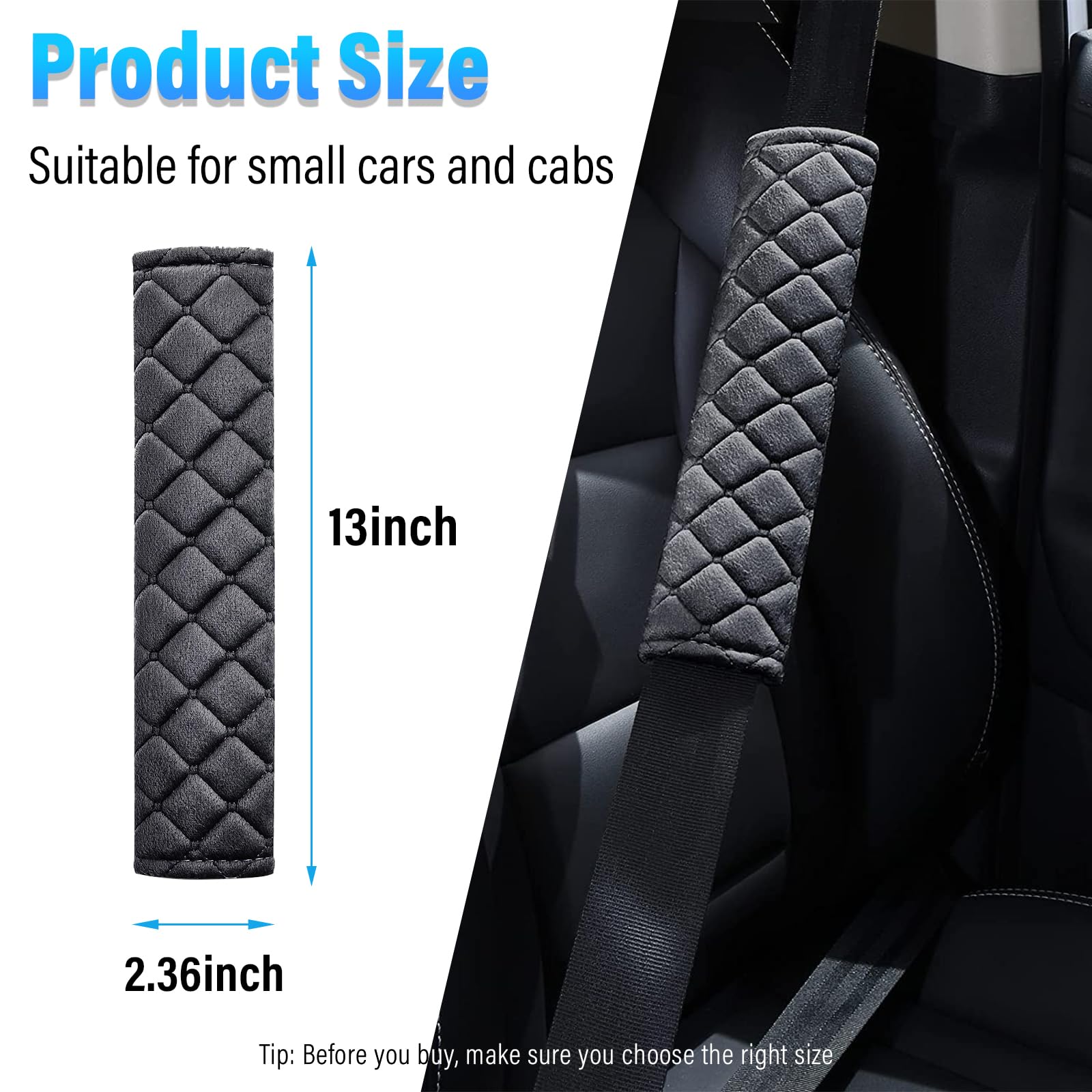 Extra Long Seatbelt Cover - Super Soft Car Seat Belt Cushion Pad for Comfort & Protection - Universal Fit for Cars, Trucks & SUVs (13 Inch, Black) - Perfect for Long Drives & Road Trips