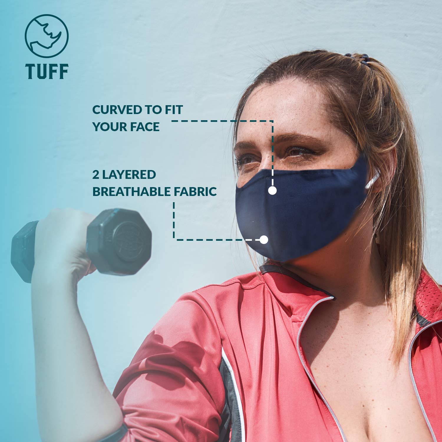 TUFF 3-Pack Reusable Cotton Face Masks for Adults - XL & 2XL Sizes, 3-Layer Breathable Protection for Daily Use, Work, and Travel