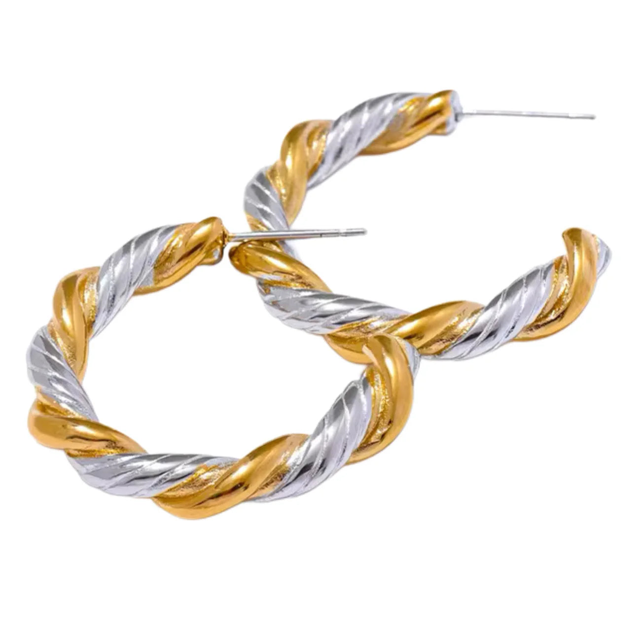 Lauren Kenzie Janel Two Tone Hoop Earrings - Gold and Silver Fashion Jewelry for Women | Perfect for Parties, Weddings & Everyday Wear