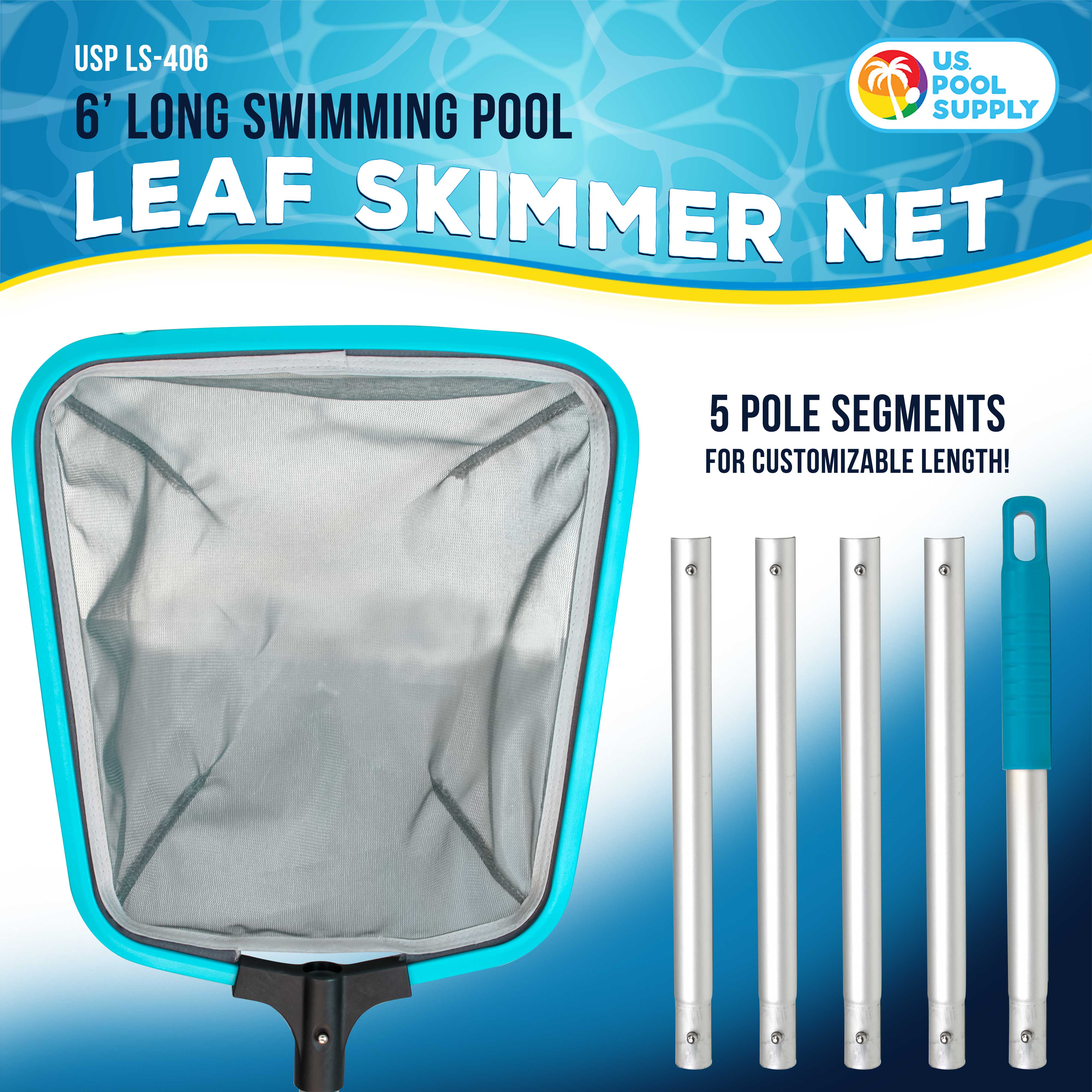 Heavy Duty 6FT Pool Leaf Skimmer Net with 13 Aluminum Frame & Pole - Ultra Fine Mesh Basket for Swimming Pools, Spas & Hot Tubs - Perfect for Removing Leaves, Bugs & Debris from Water Surface