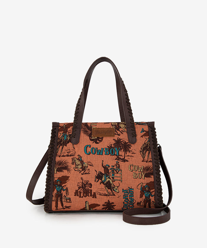 Wrangler Cowboy Print Concealed Carry Tote Bag for Women - Stylish Western Concealed Handgun Purse with Multiple Pockets - Perfect for Everyday Carry, Travel & Outdoor Adventures