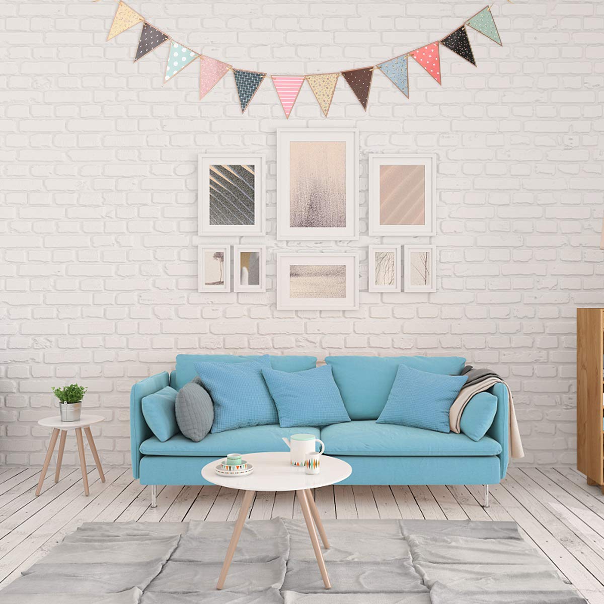 1 Piece Pull The Flag Fabric Triangle Flag - Cotton Triangle Banner for Birthday, Engagement Party, Wedding & Baby Shower - Happy Birthday Pennant Flags - Perfect for Indoor & Outdoor Decorations
