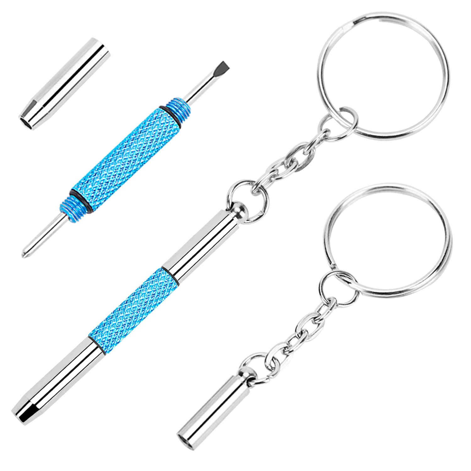 UNEAK 3-in-1 Eyeglass Screwdriver Repair Kit - Precision Mini Screwdrivers Set for Glasses, Watches & Electronics (Flat/Phillips/Hex) - Portable Keychain Tool for Eyewear, Jewelry & Gadget Repairs at Home or Travel