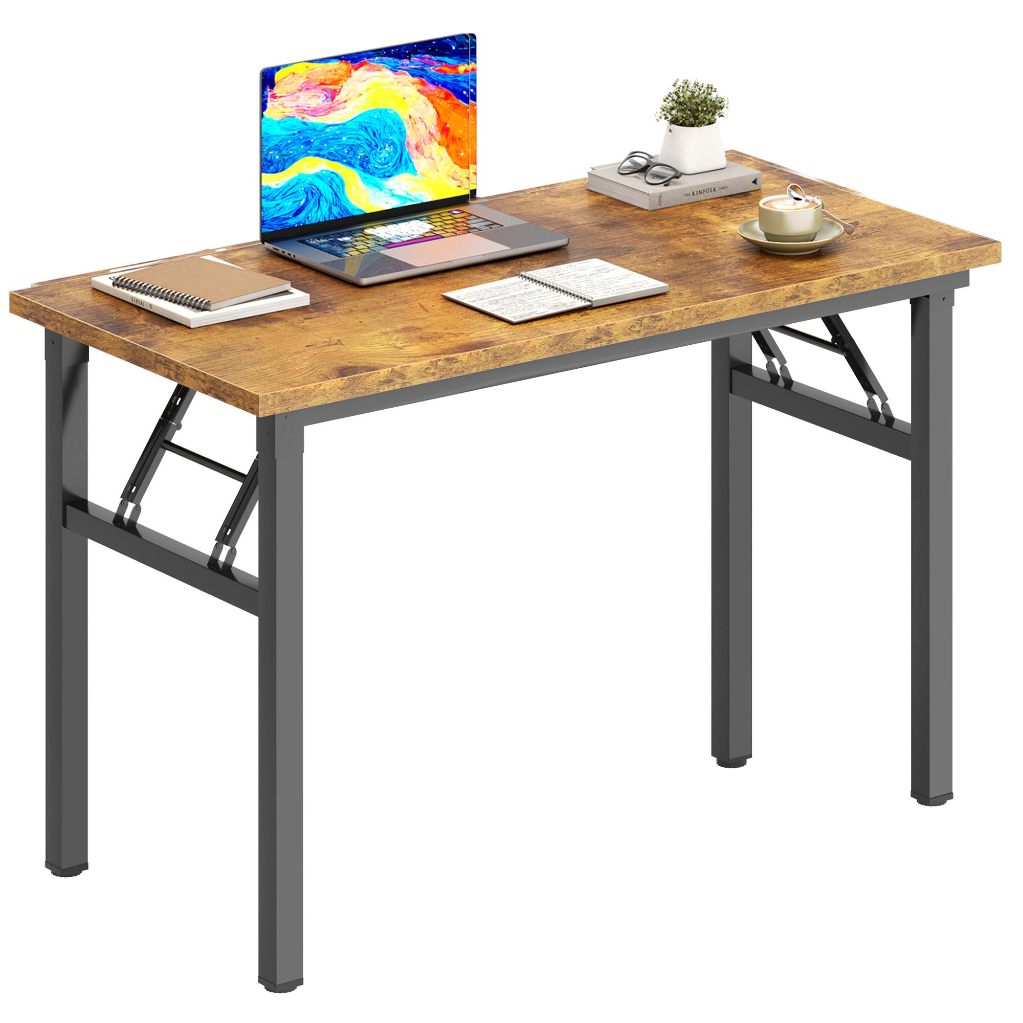 DlandHome 31.5 Inch Folding Computer Desk - Compact Writing Desk for Home Office, Small Spaces | No Assembly Required Retro Design | Perfect for Dorm Rooms, Apartments & Workspaces