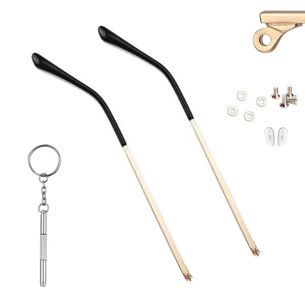 Universal Metal Glasses Temple Arms Repair Kit with Screws & Screwdriver for Eyewear Fix