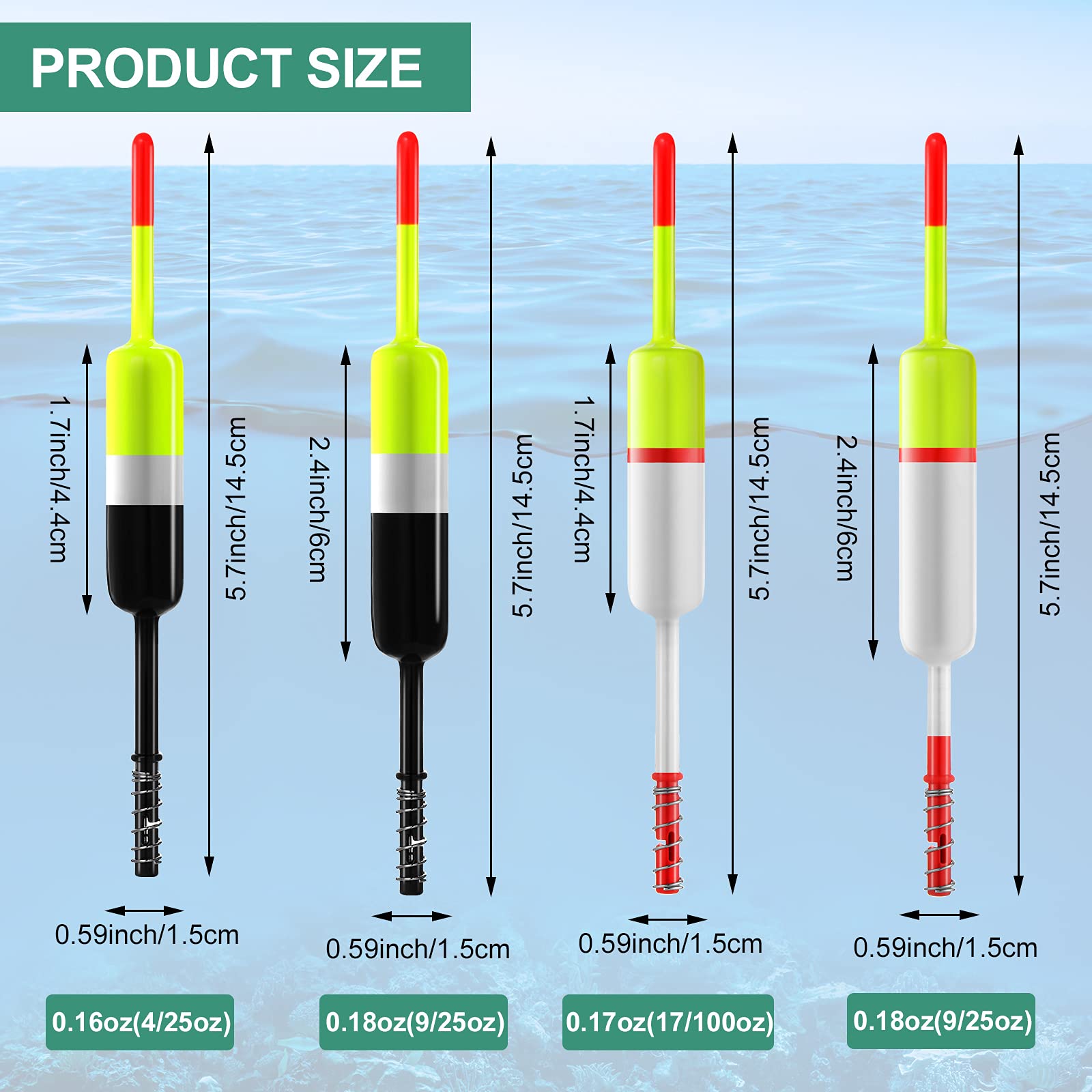 10-Piece Fishing Bobbers and Floats Set - Spring Slip Bobbers, Crappie Floats for Freshwater & Saltwater Fishing - Ideal for Crappie, Trout, Bass Fishing Accessories (Great for Lakes, Rivers, and Shore Fishing)