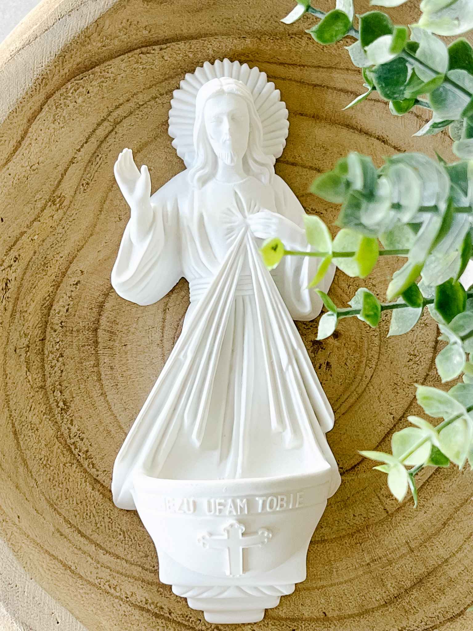 Divine Mercy Holy Water Font - Religious Home Altar Decor for Catholic Prayer & Blessings - Perfect for Home, Church, and Sacred Spaces