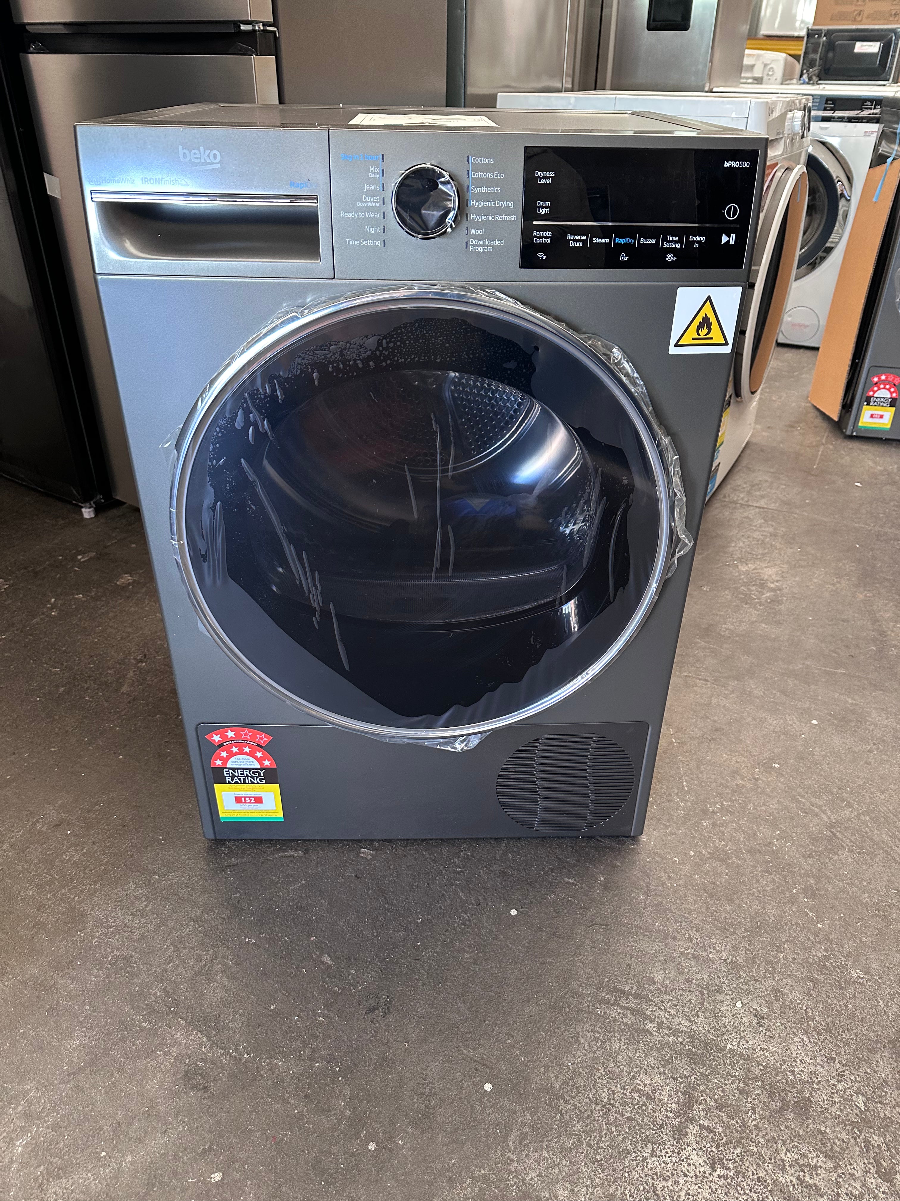 Beko BDPB904HG 9kg Hybrid Heat Pump Dryer - Energy Efficient Graphite Laundry Dryer [Factory Second] for Home & Apartment Use