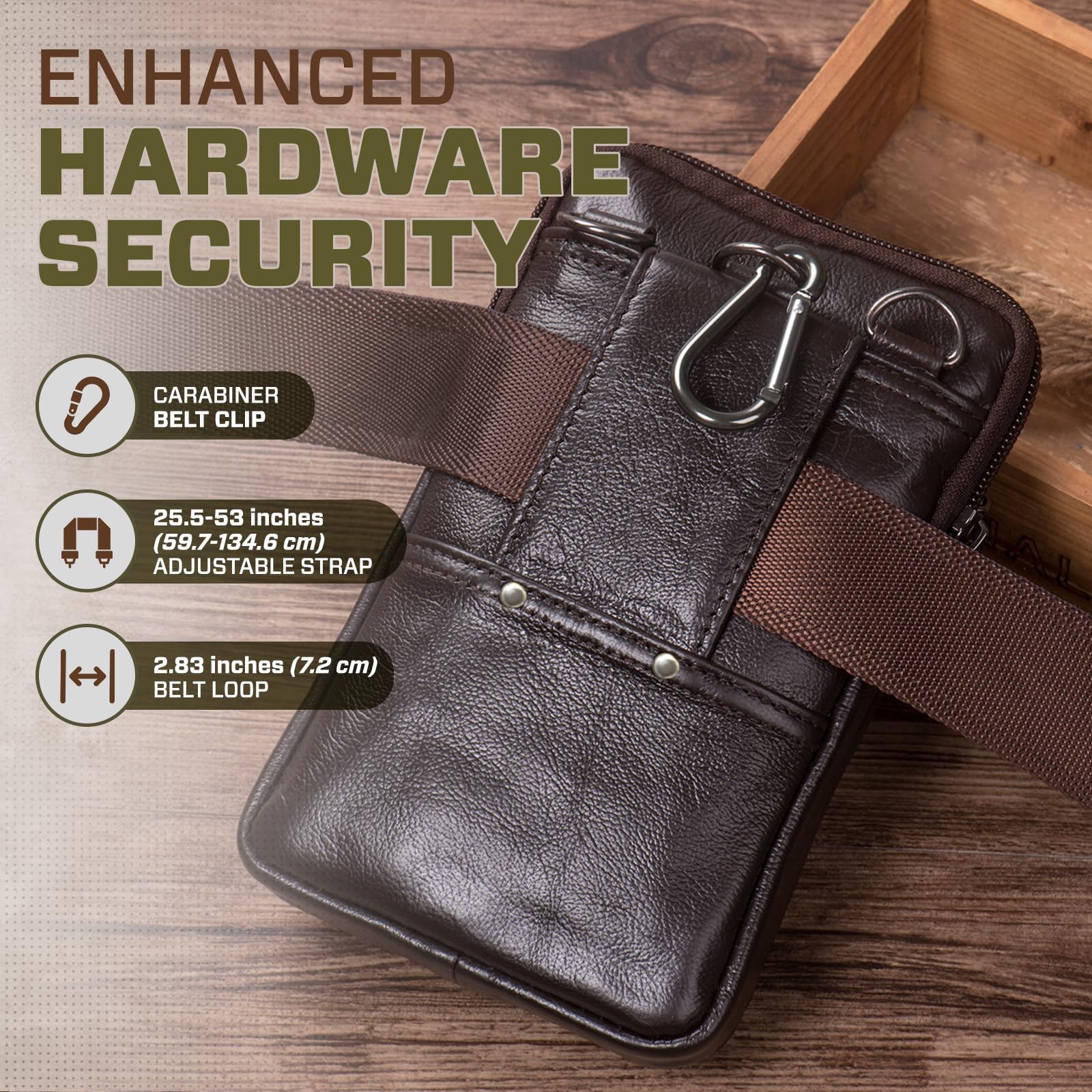 Premium Leather Phone Holster for iPhone 16 Pro Max/15 Pro Max/14 Pro Max & Samsung Galaxy A15/S25 Ultra/S24 Ultra - Belt Pouch, Crossbody Bag, Wallet Case with Clip (Coffee Brown) - Perfect for Work, Travel & Outdoor Activities