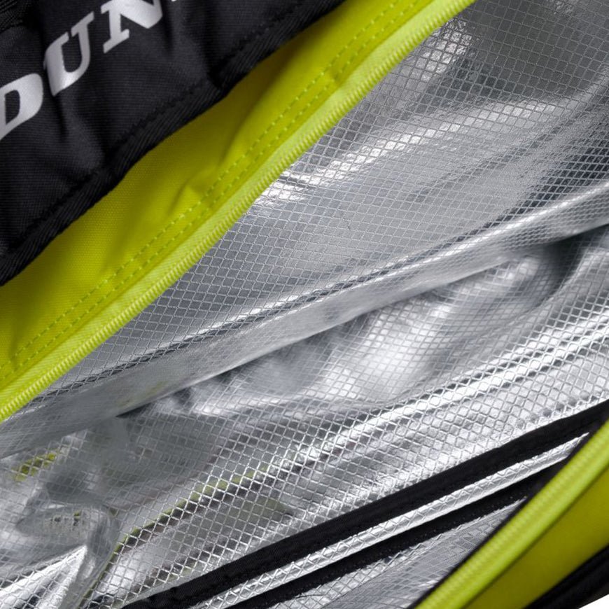 Dunlop SX Performance 12 Tennis Racket Thermo Bag - Black/Yellow | Insulated Tennis Gear Storage for Tournaments & Practice | Perfect for Pro Players & Coaches