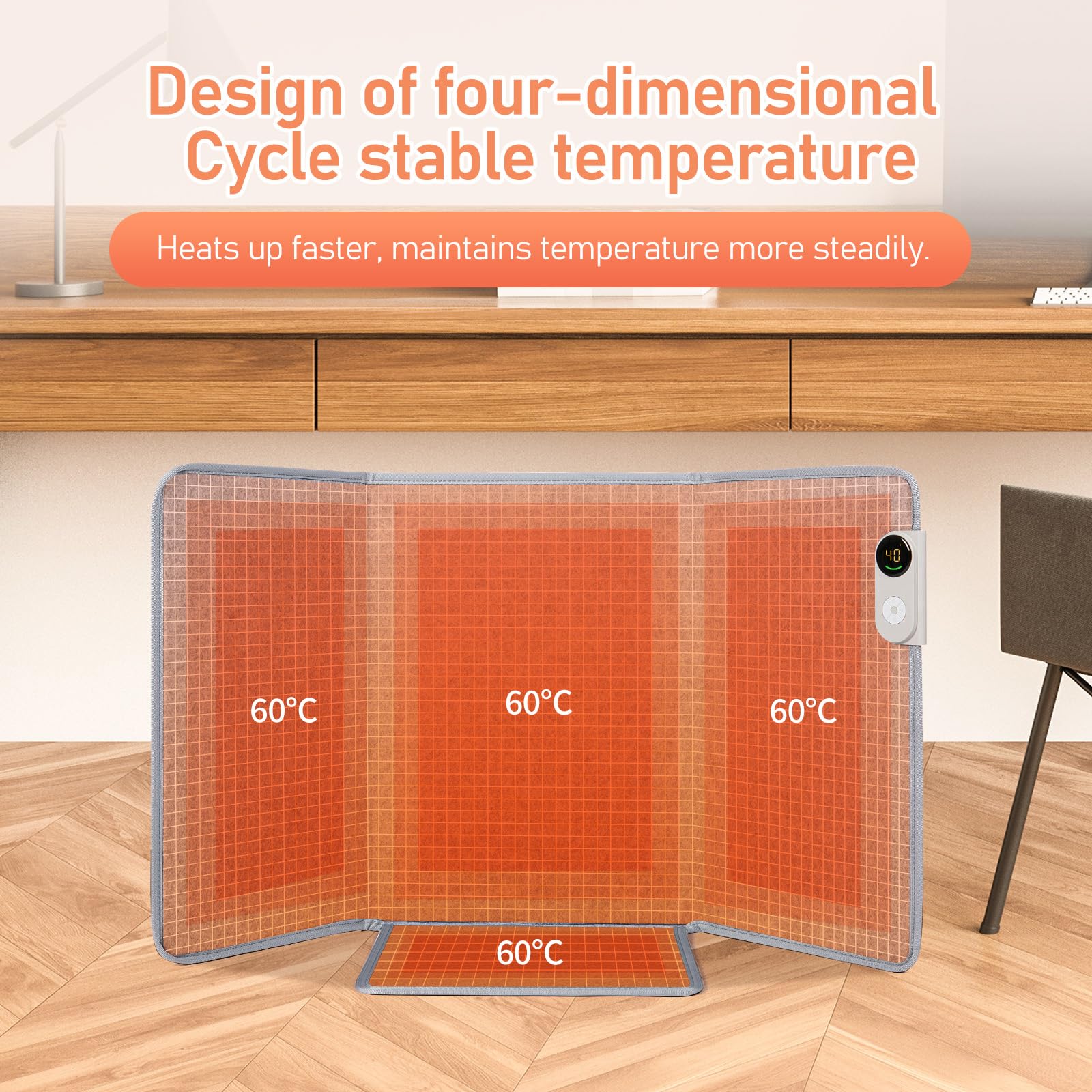 Portable Space Heater for Office & Home - Foldable, Silent & Energy Efficient with Thermostat, Timer & Auto Shut-Off - Safe for Legs & Ankles - Perfect for Desks, Bedrooms & Small Spaces