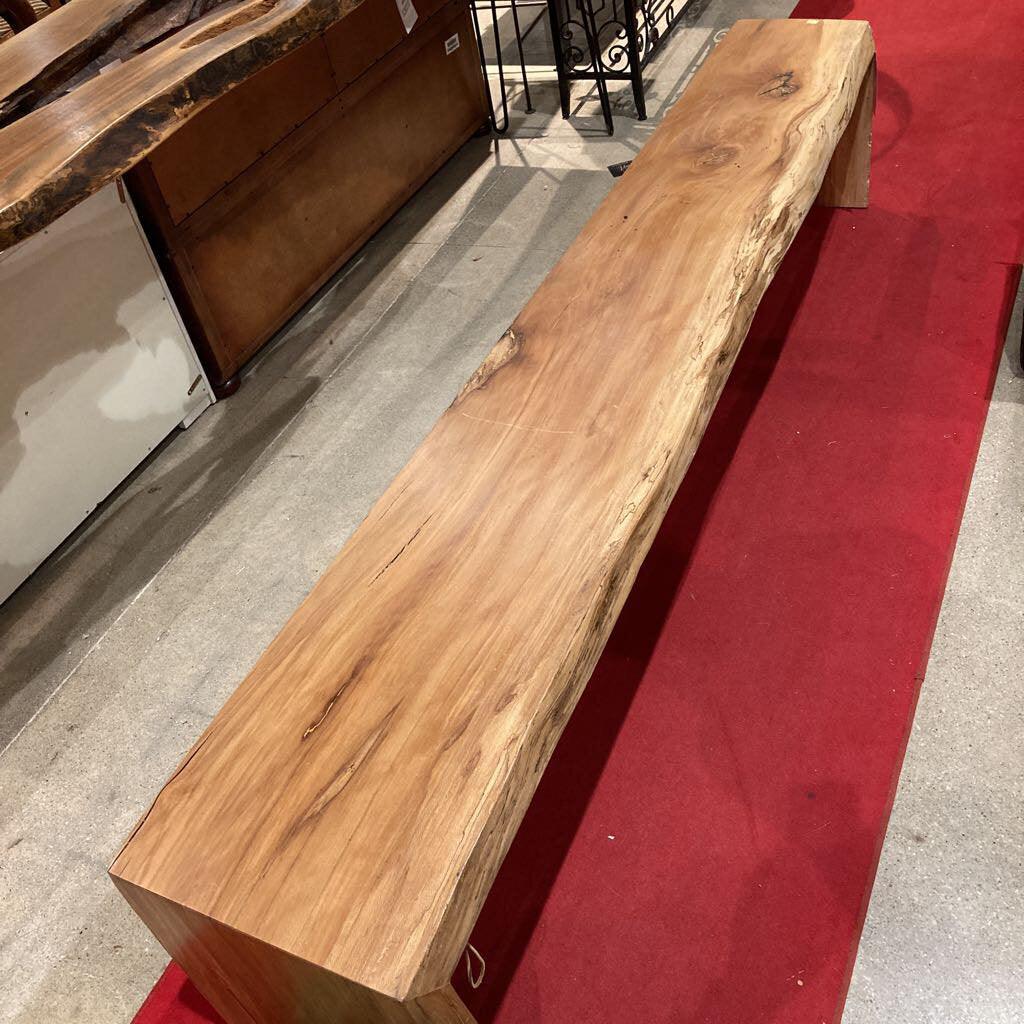 Custom Live Edge Sycamore Wood Waterfall Bench - Handcrafted Coffee Table & Bench for Living Room, Patio, or Garden - Rustic Wooden Furniture for Home Decor