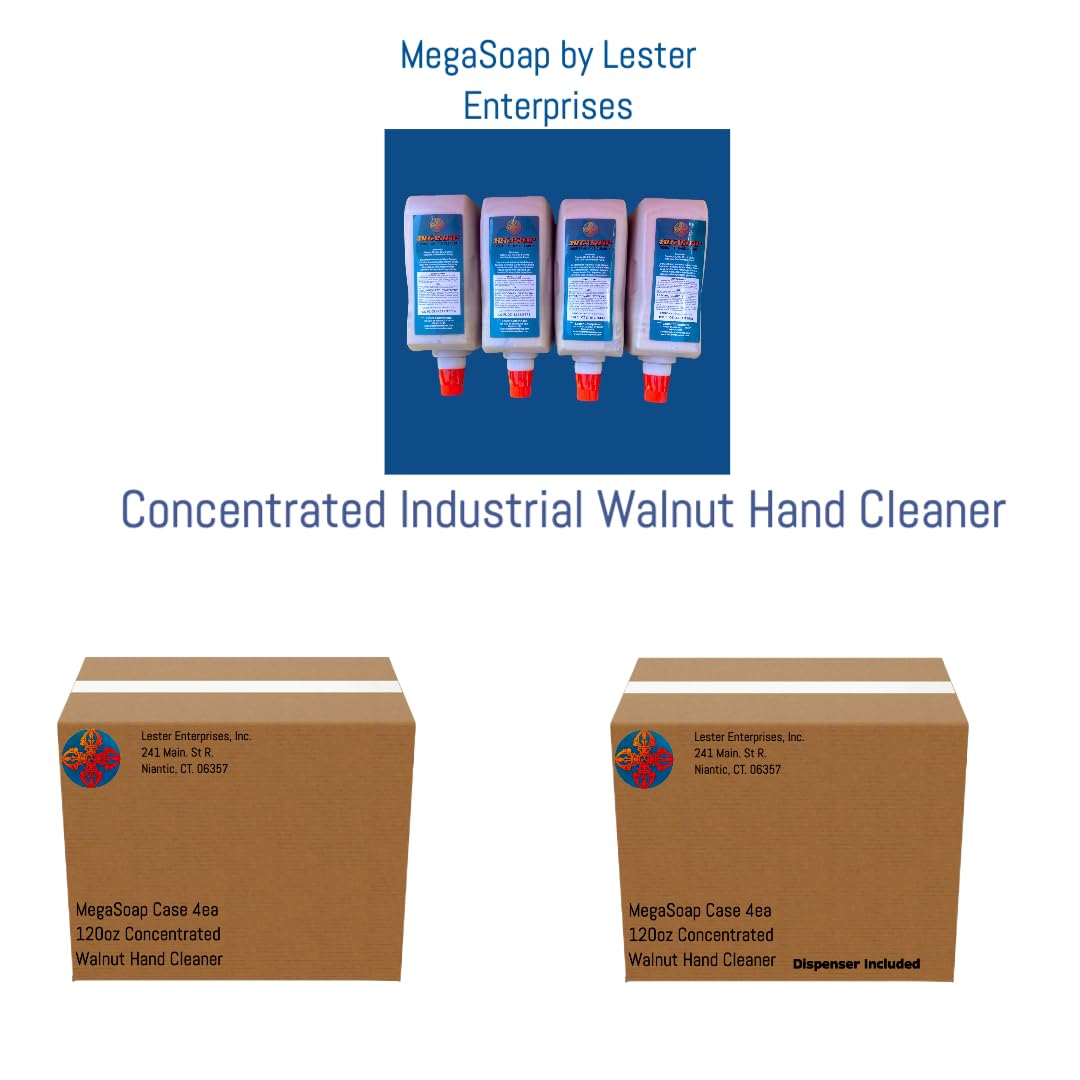 Industrial Strength Walnut Shell Hand Cleaner - Deep Cleans & Heals Chapped Hands (4-Pack, 120oz Jugs) | Ideal for Mechanics, Construction Workers & Auto Repair Shops